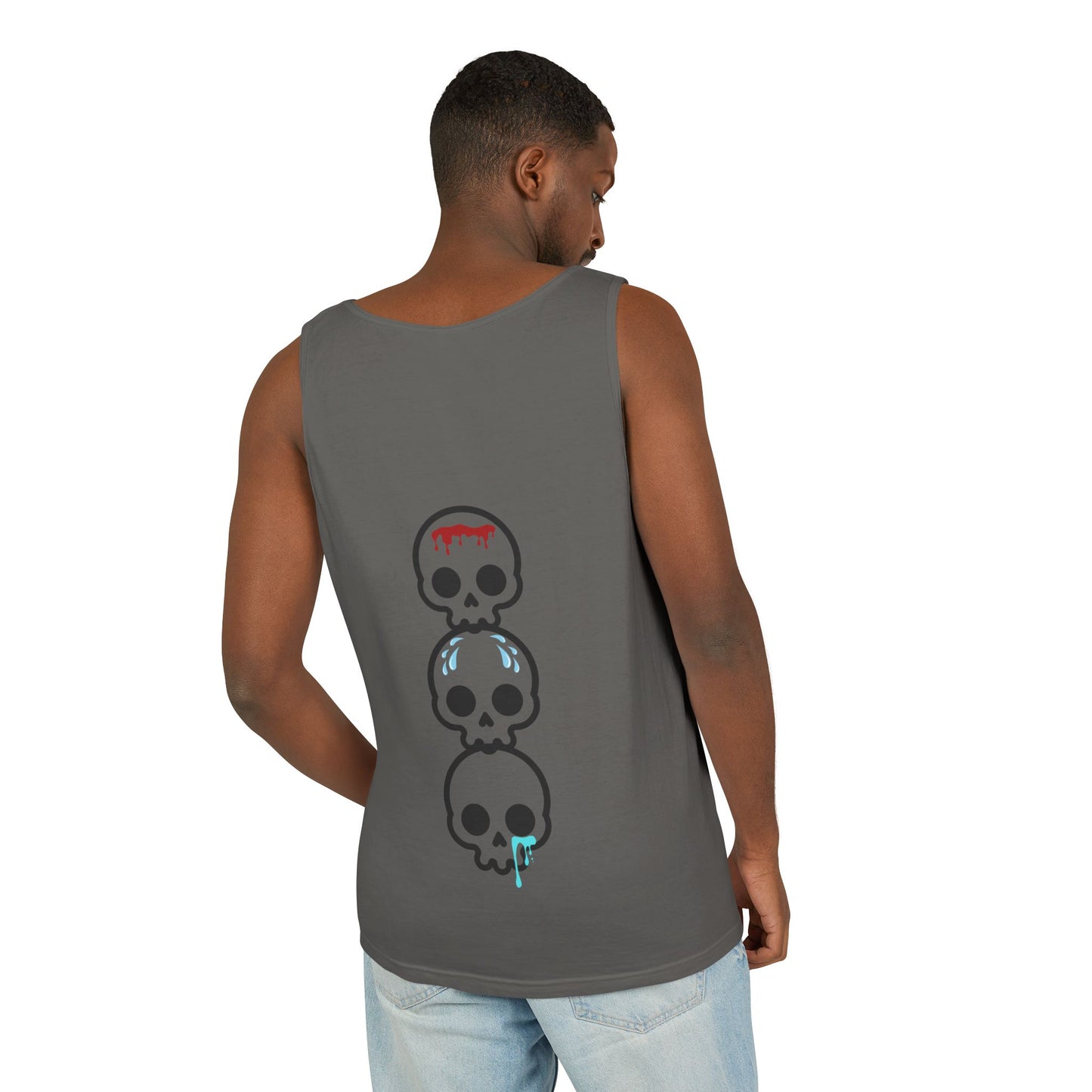 Blood sweat and tears stacked skull workout Unisex Garment-Dyed Tank Top
