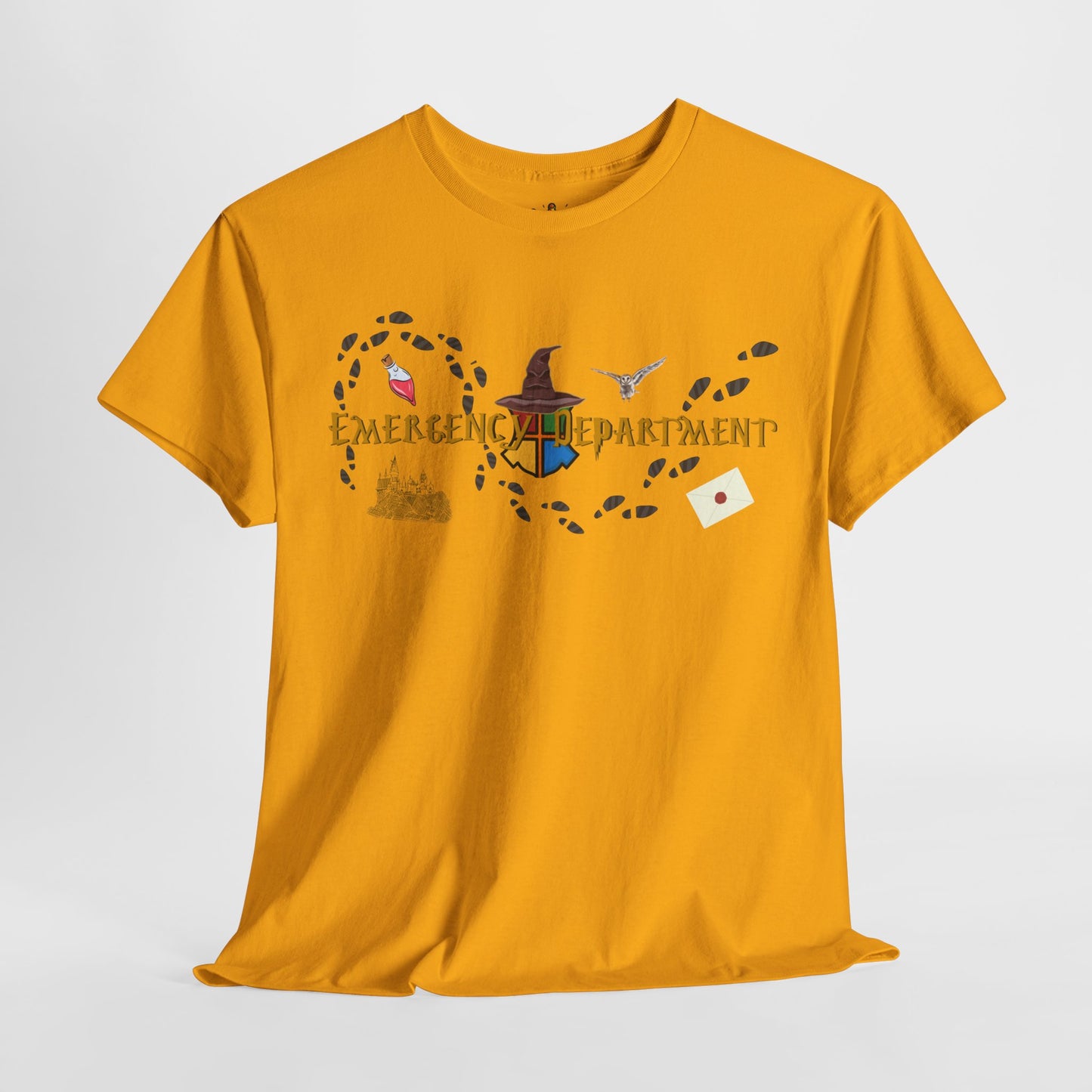Wizarding world of the Emergency Department potter lover multi house color ED staff tee shirt Unisex Heavy Cotton Tee
