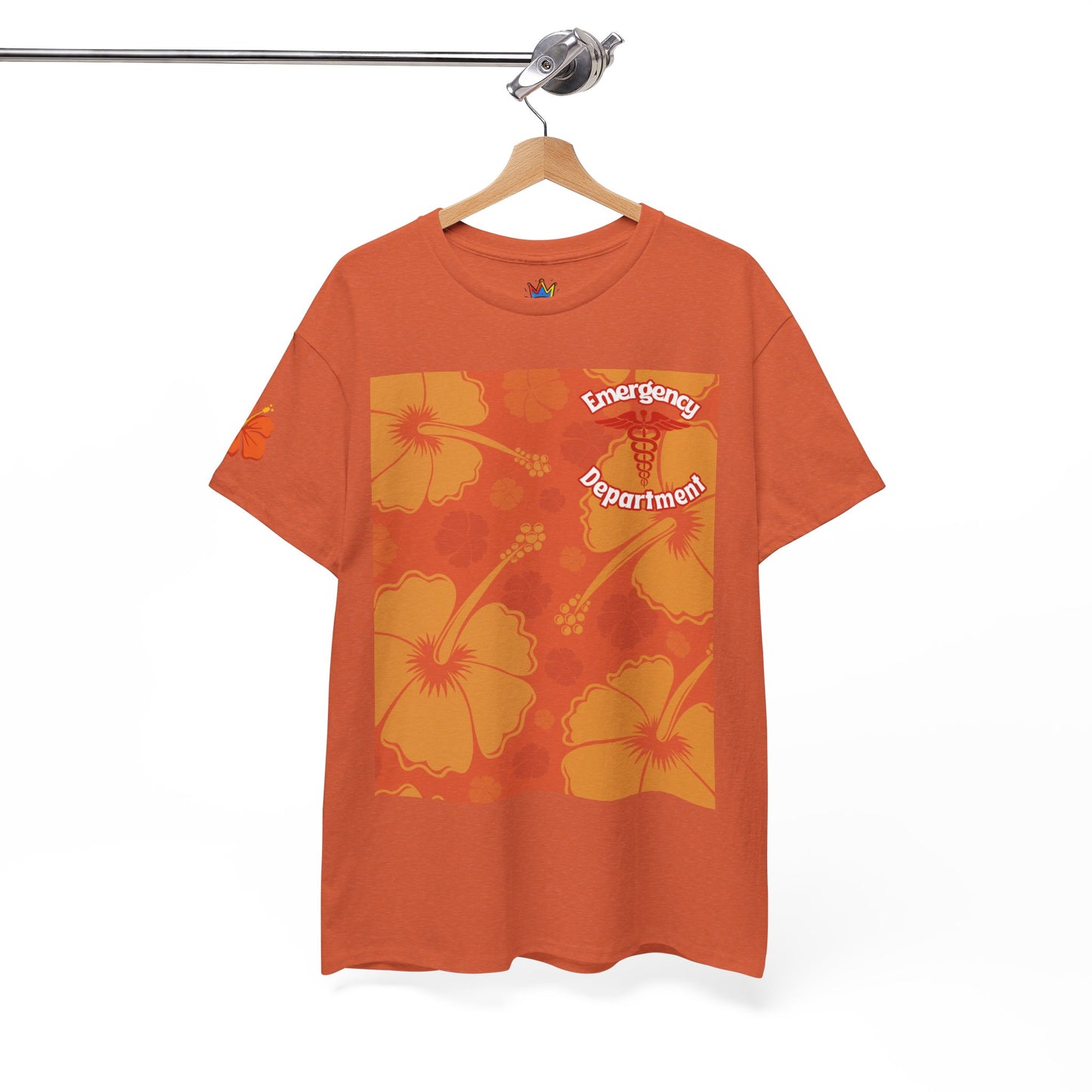 Summer in the ER themed gift emergency department Hawaiian floral t shirt Unisex Heavy Cotton Tee
