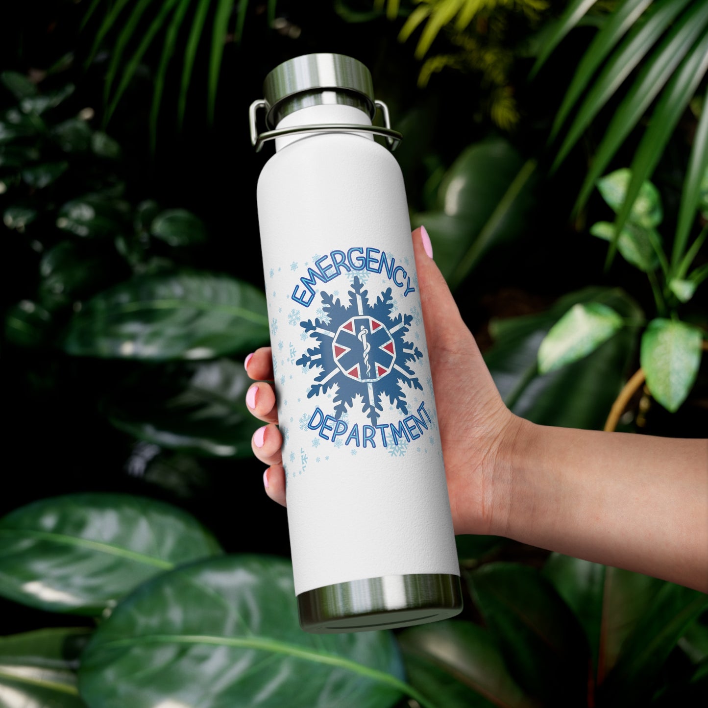Holiday Emergency Department star of life snowflake Copper Vacuum Insulated Bottle, 22oz gift
