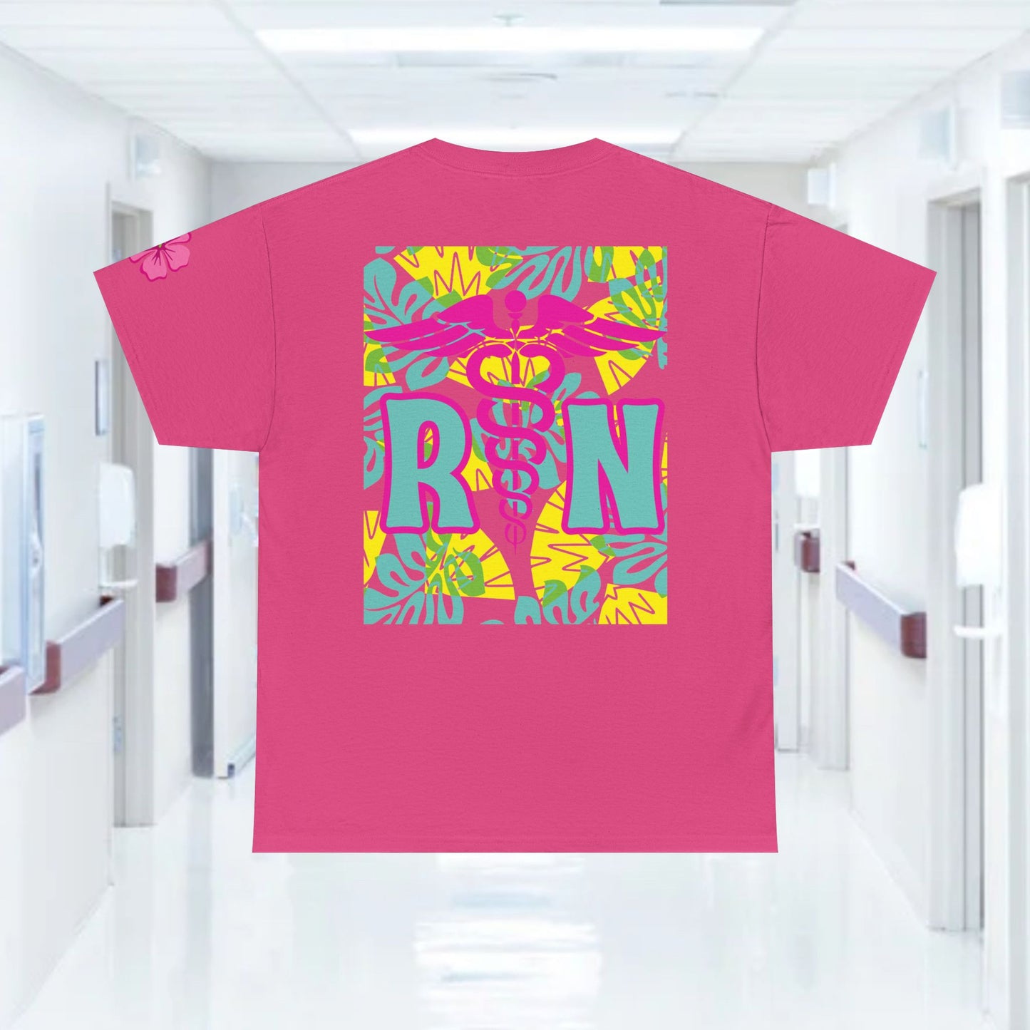 Summertime RN Hawaiian themed t shirt gift for nurses week floral RN shirt tropical themed RN healthcare worker gift t shirt