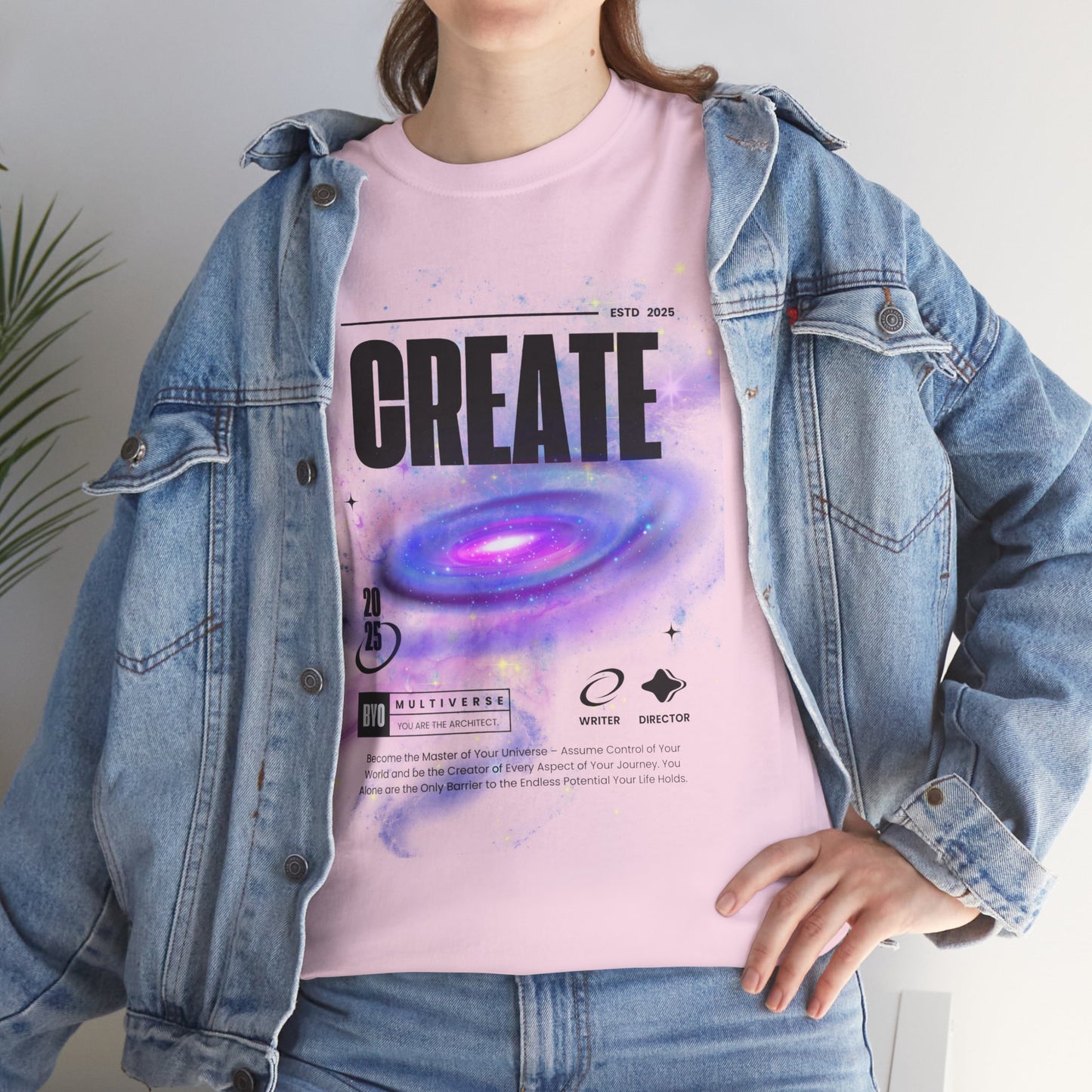 Manifest inspiring create your universe Unisex Heavy Cotton Tee