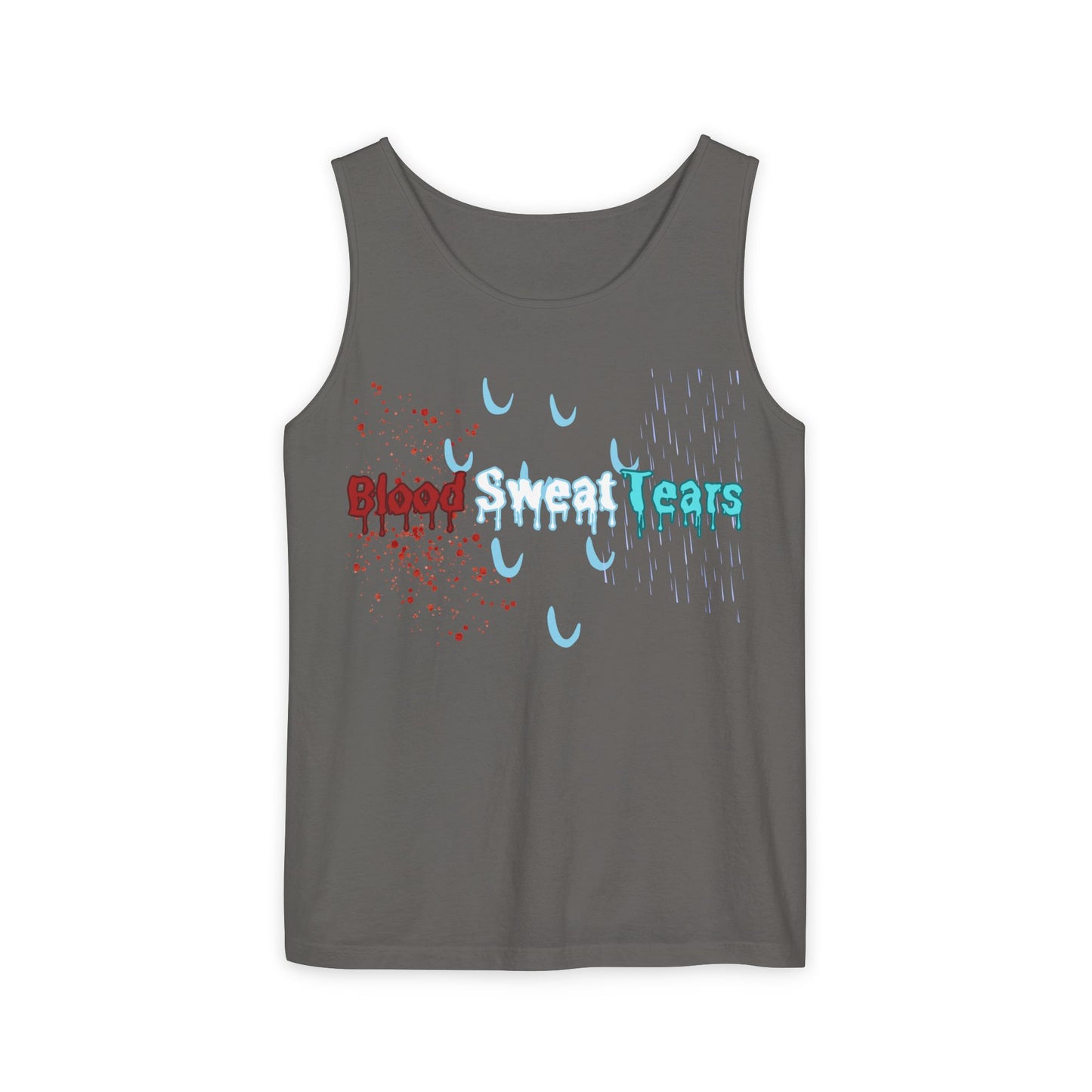 Blood sweat and tears stacked skull workout Unisex Garment-Dyed Tank Top