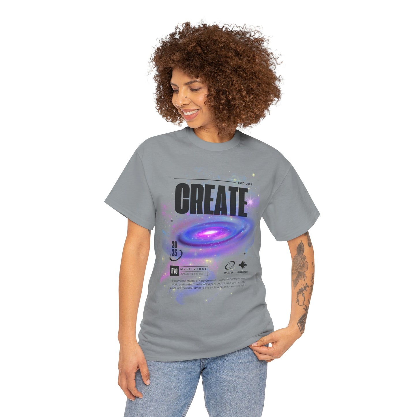 Manifest inspiring create your universe Unisex Heavy Cotton Tee