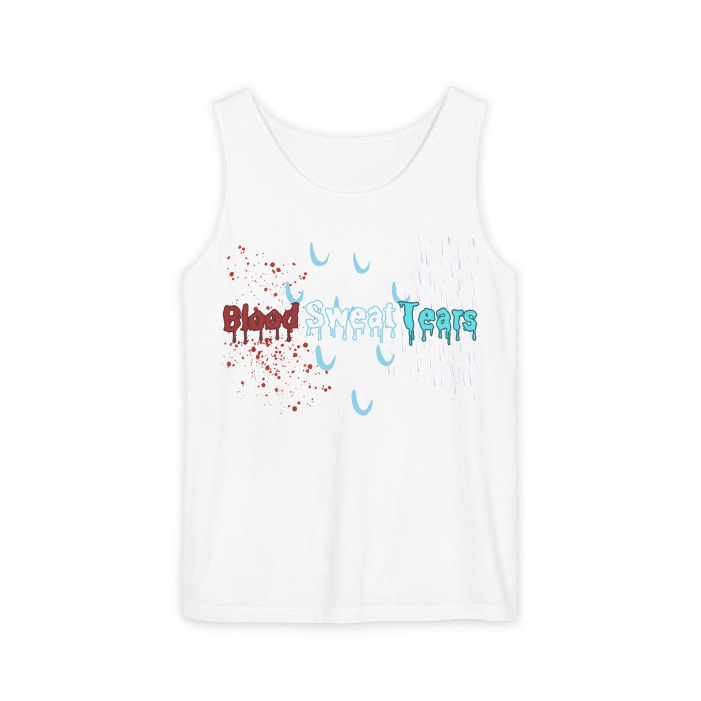 Blood sweat and tears stacked skull workout Unisex Garment-Dyed Tank Top
