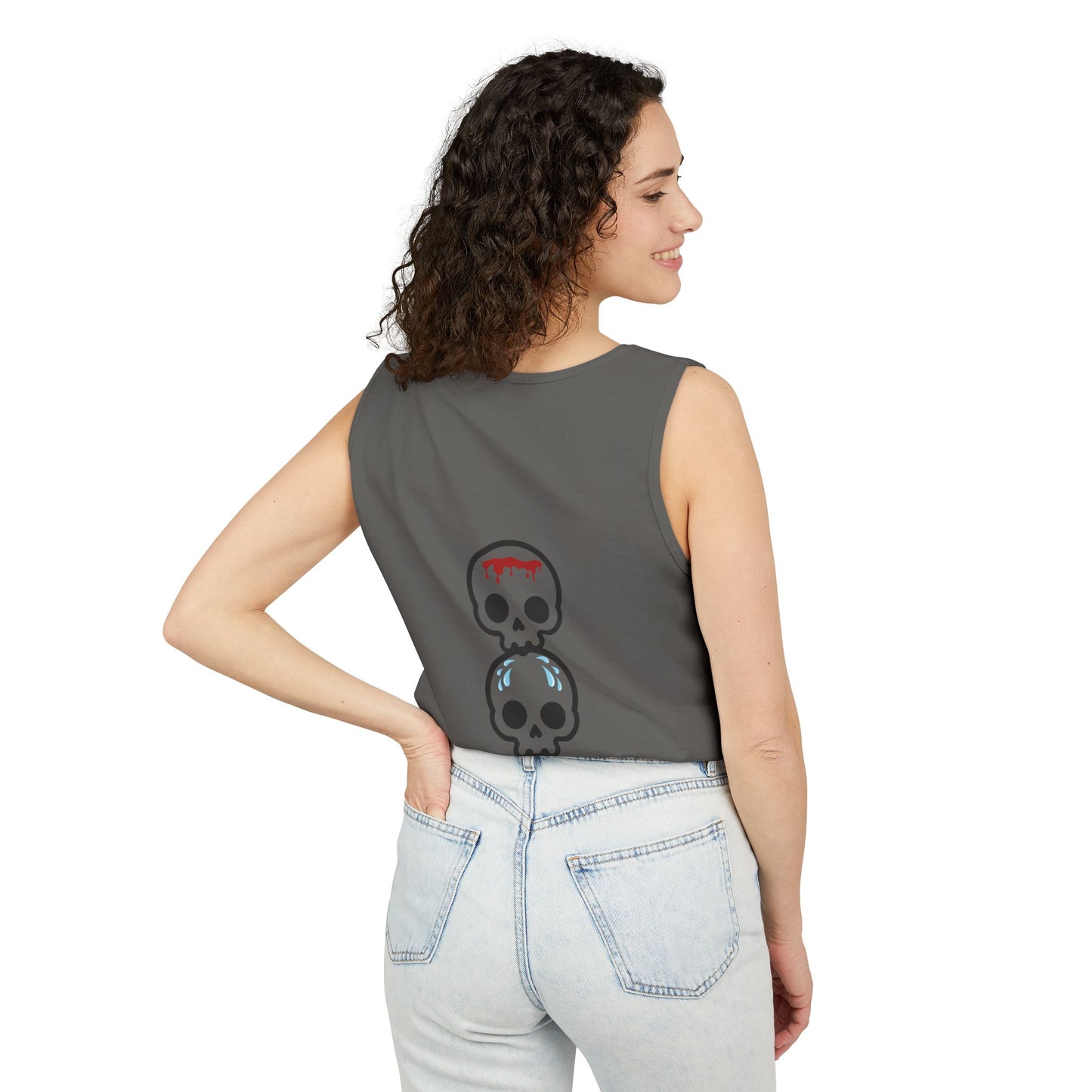 Blood sweat and tears stacked skull workout Unisex Garment-Dyed Tank Top