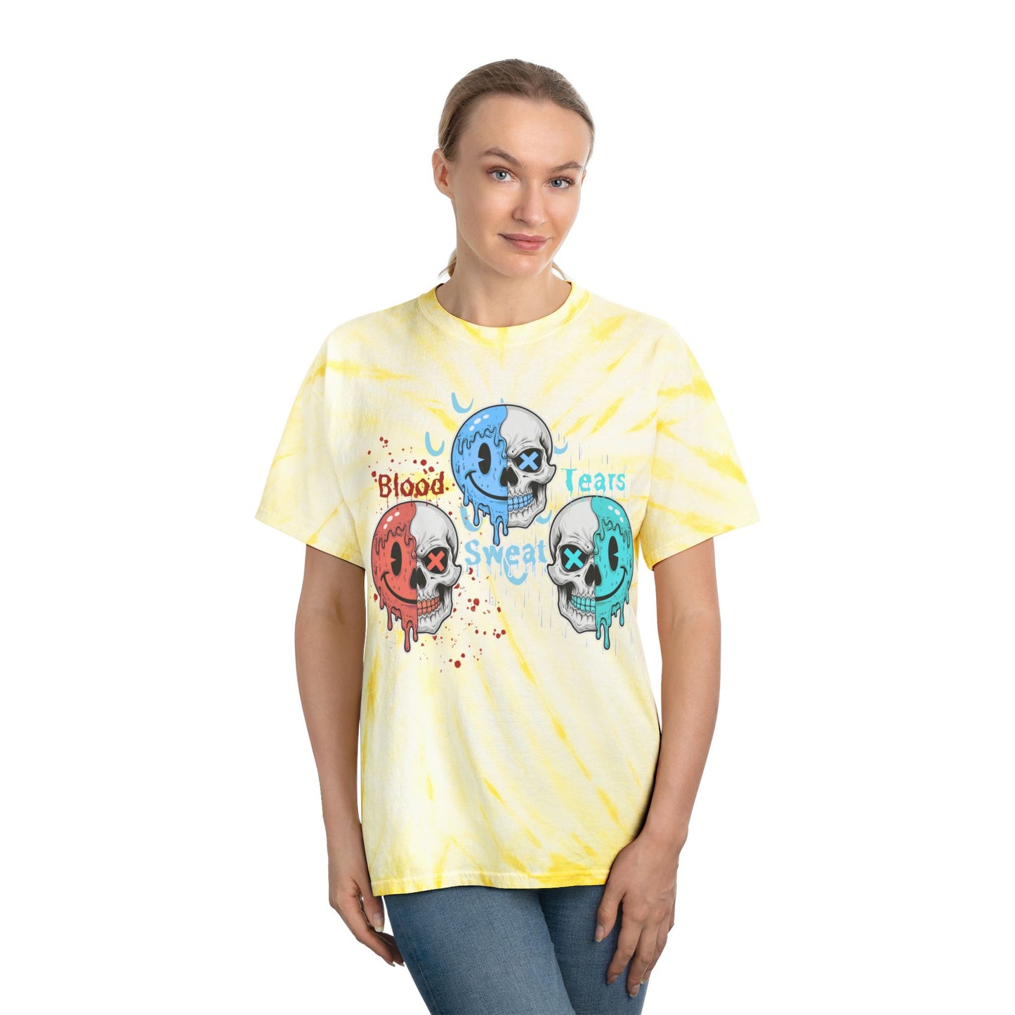 Blood sweat and tears have a nice day Tie-Dye Tee, Cyclone