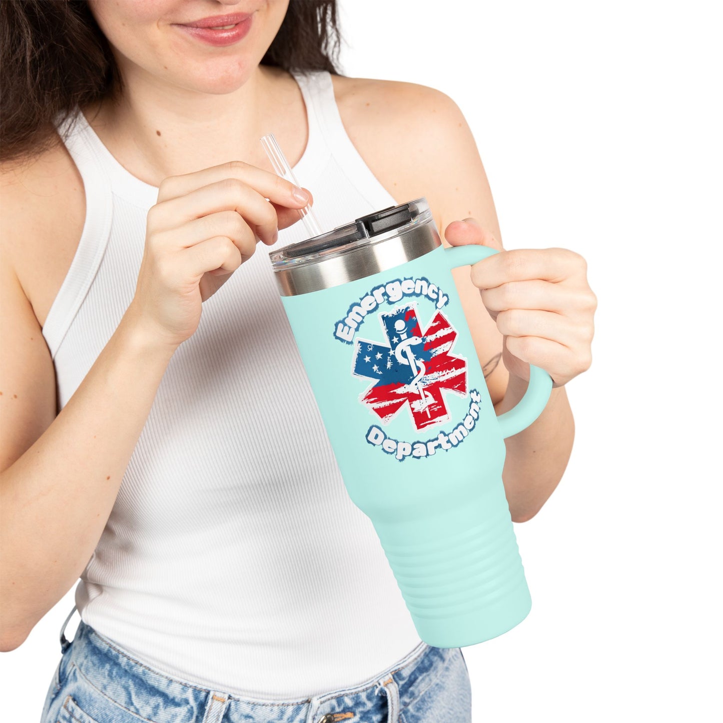 Patriotic Emergency Department Star of Life Insulated Travel Mug, 40oz gift