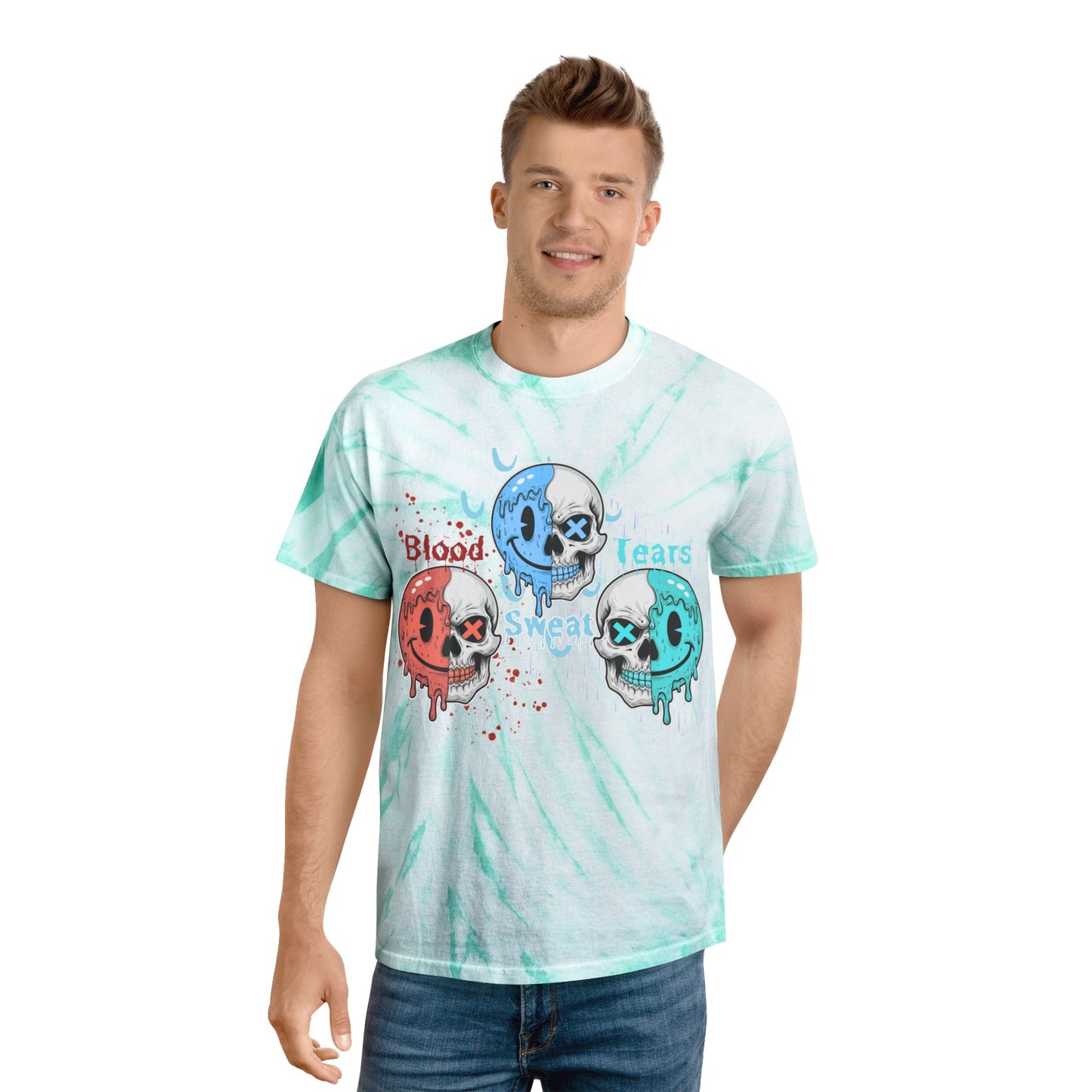 Blood sweat and tears have a nice day Tie-Dye Tee, Cyclone