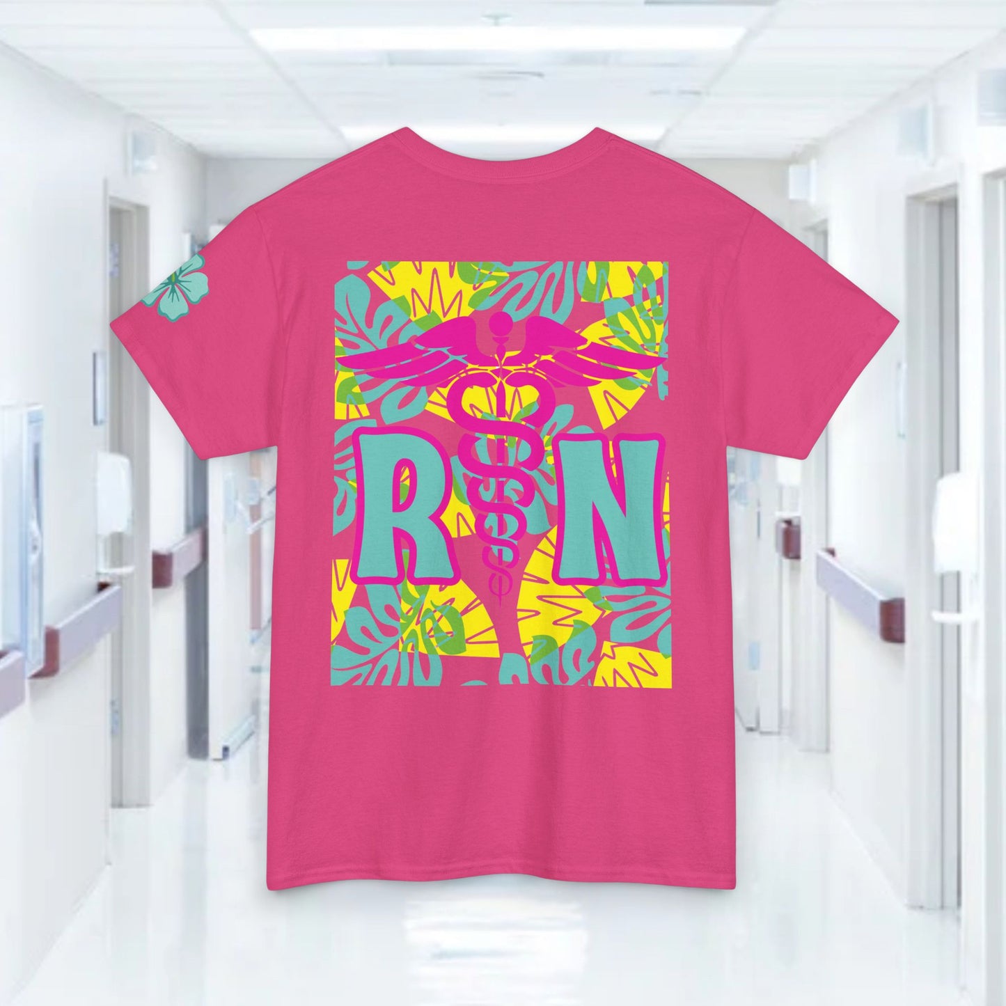 Copy of Summertime RN Hawaiian themed t shirt gift for nurses week floral RN shirt tropical themed RN healthcare worker gift t shirt