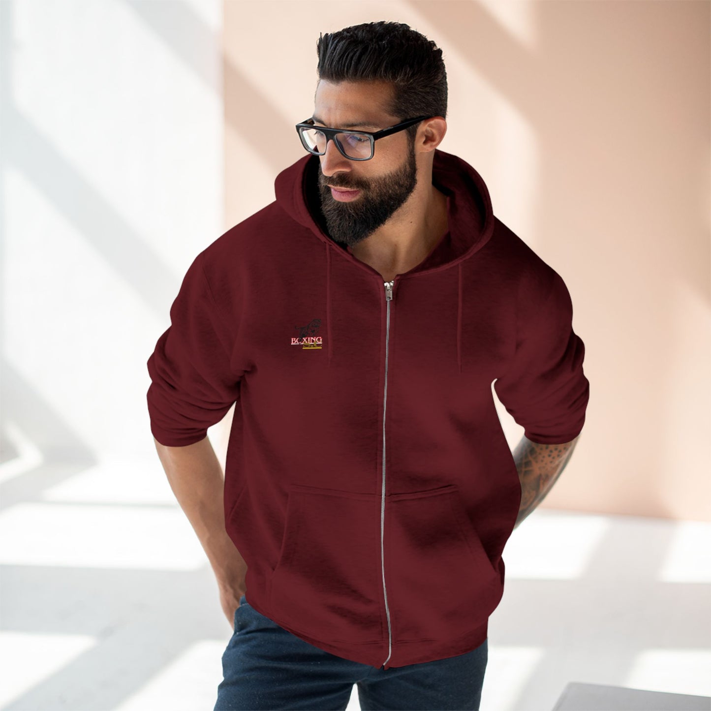 Zipper hoodie, (STONE CRADLE) boxing