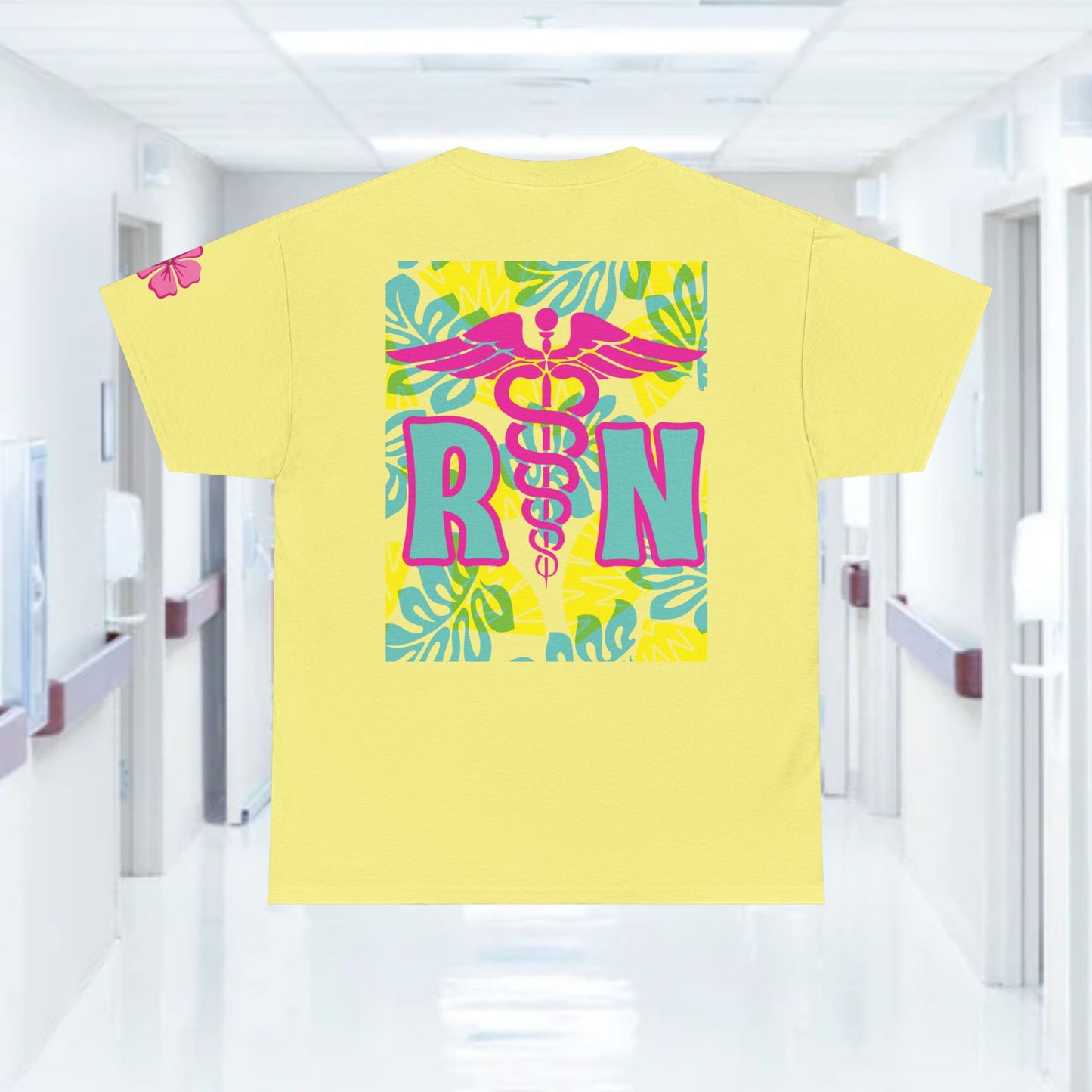 Summertime RN Hawaiian themed t shirt gift for nurses week floral RN shirt tropical themed RN healthcare worker gift t shirt