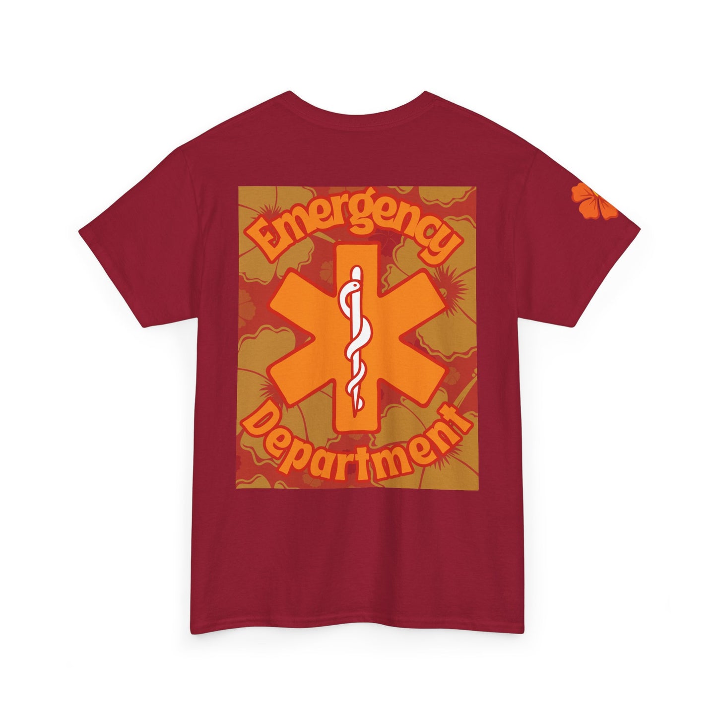 Summer in the ER themed gift emergency department Hawaiian floral t shirt Unisex Heavy Cotton Tee