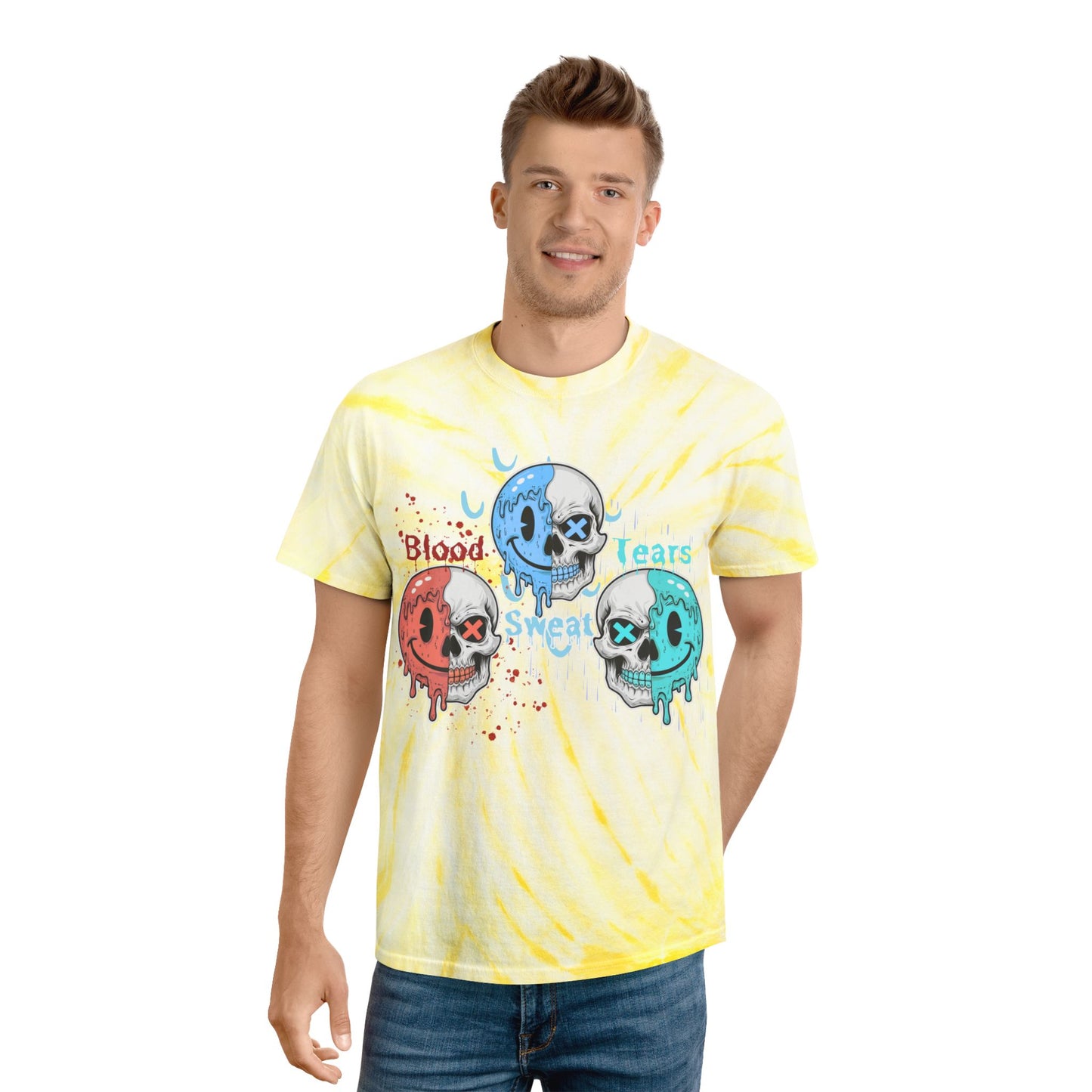 Blood sweat and tears have a nice day Tie-Dye Tee, Cyclone