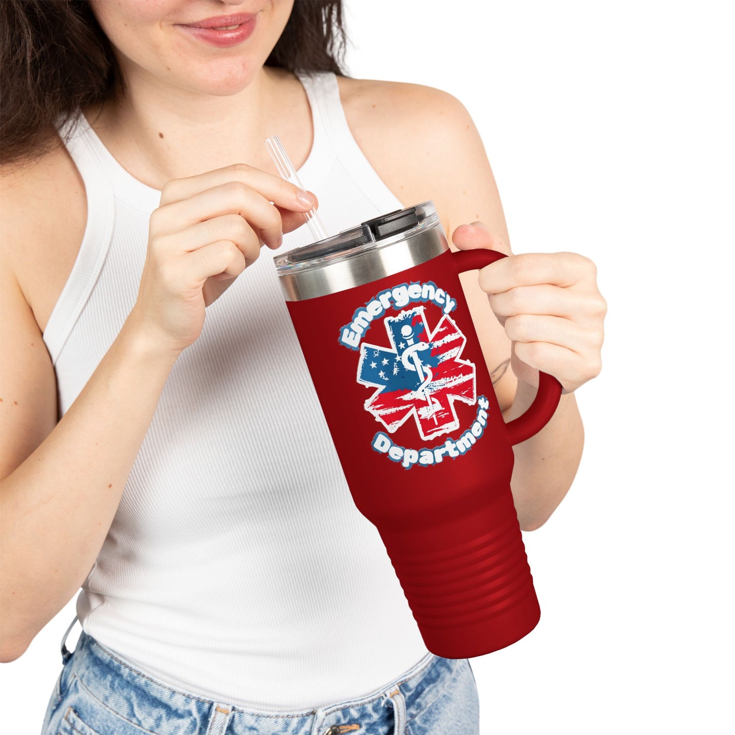 Patriotic Emergency Department Star of Life Insulated Travel Mug, 40oz gift