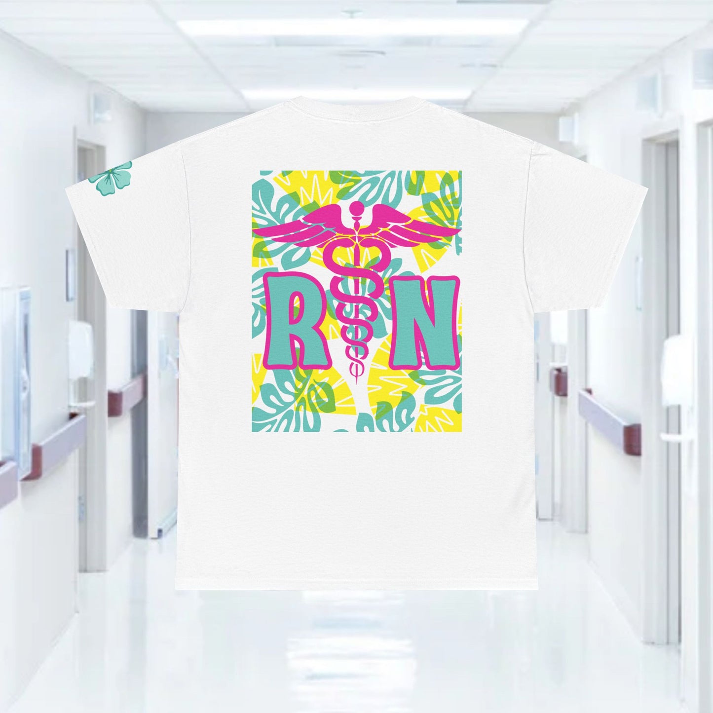 Copy of Summertime RN Hawaiian themed t shirt gift for nurses week floral RN shirt tropical themed RN healthcare worker gift t shirt