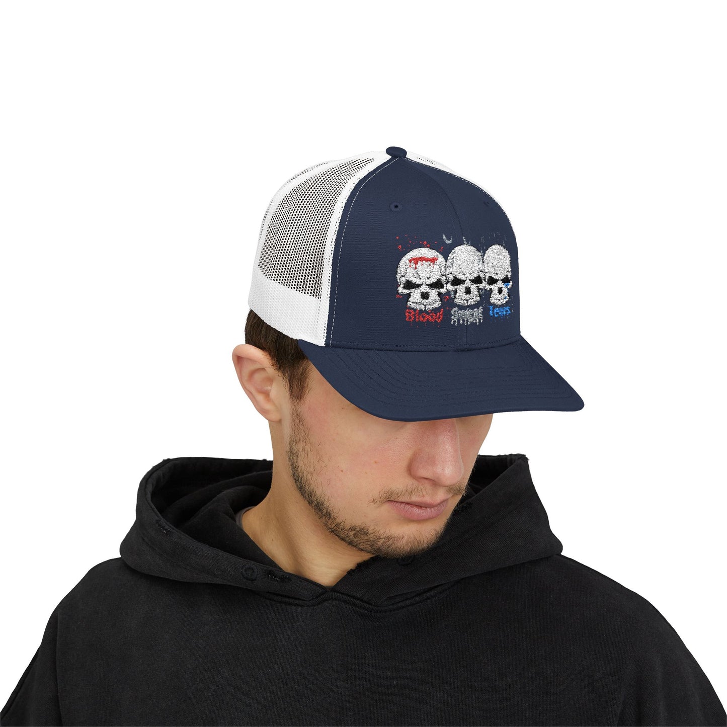 Blood sweat and tears skull Snapback Trucker Cap