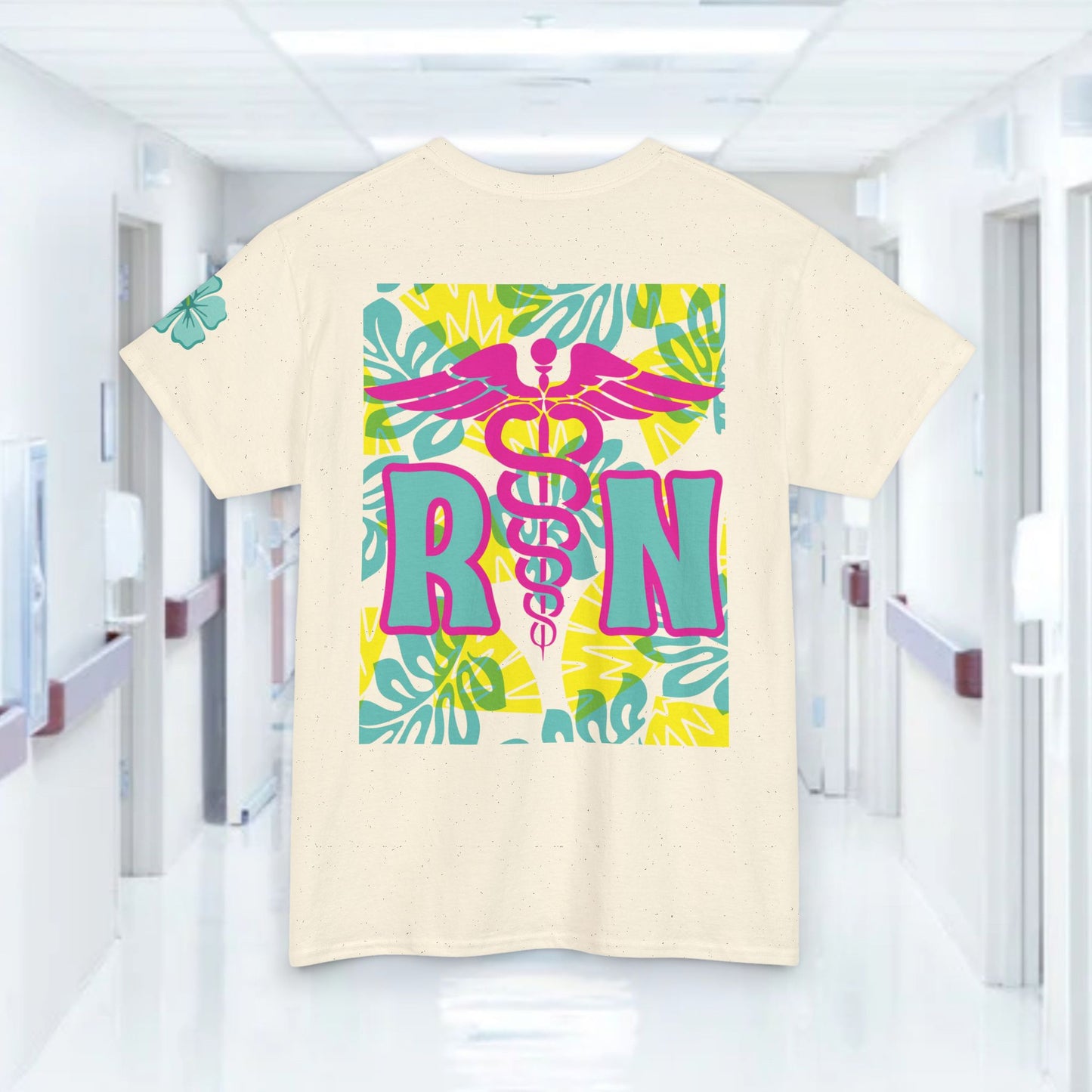 Copy of Summertime RN Hawaiian themed t shirt gift for nurses week floral RN shirt tropical themed RN healthcare worker gift t shirt