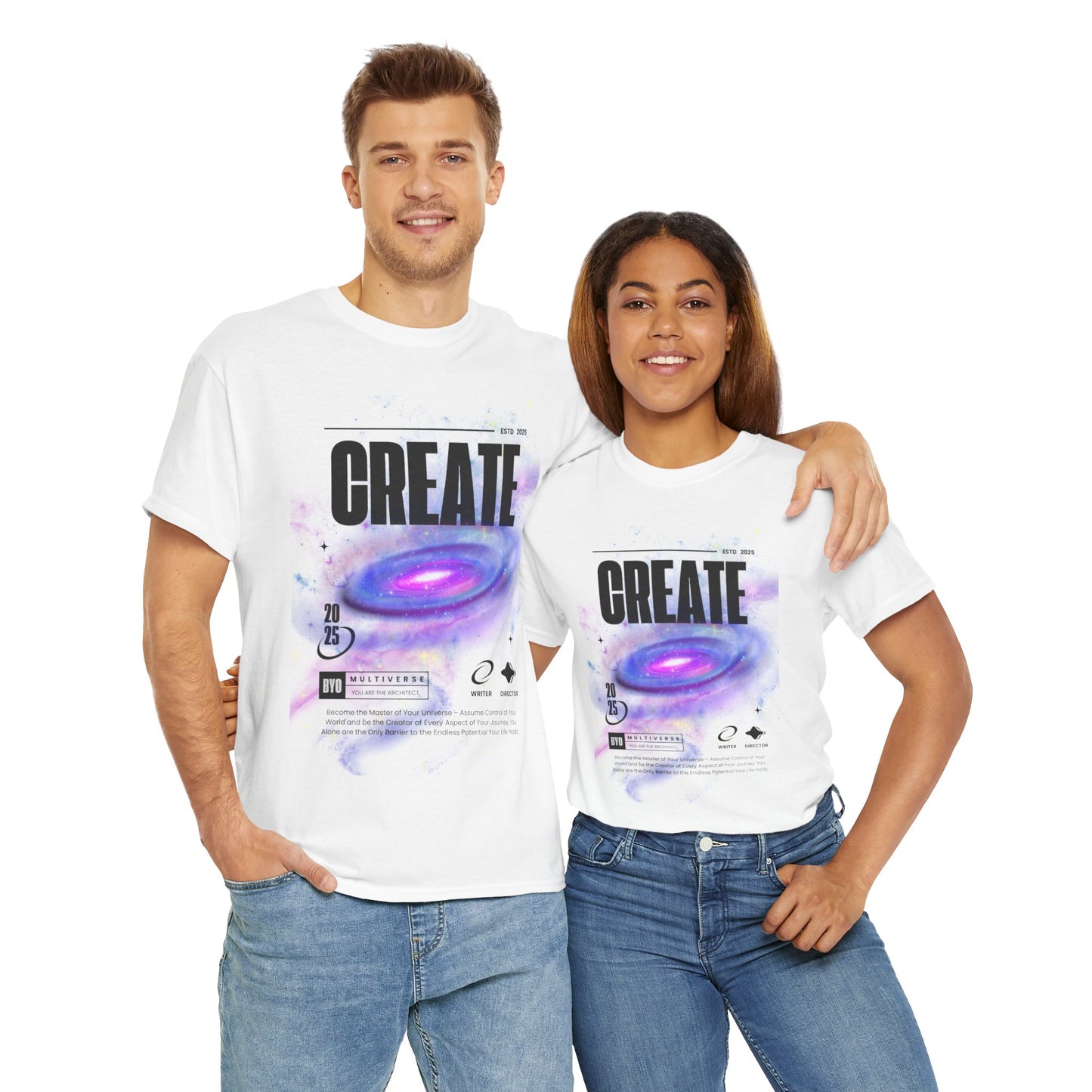 Manifest inspiring create your universe Unisex Heavy Cotton Tee