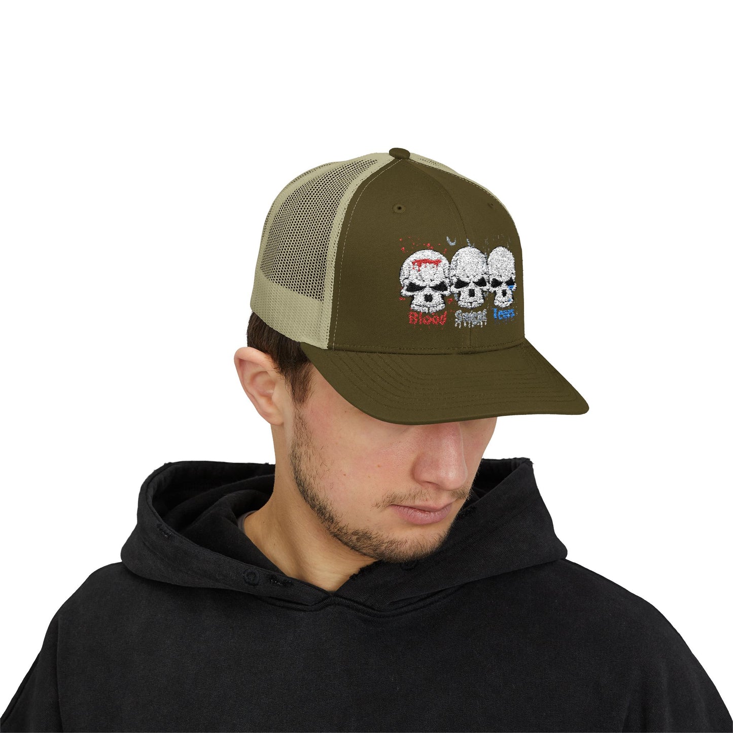 Blood sweat and tears skull Snapback Trucker Cap