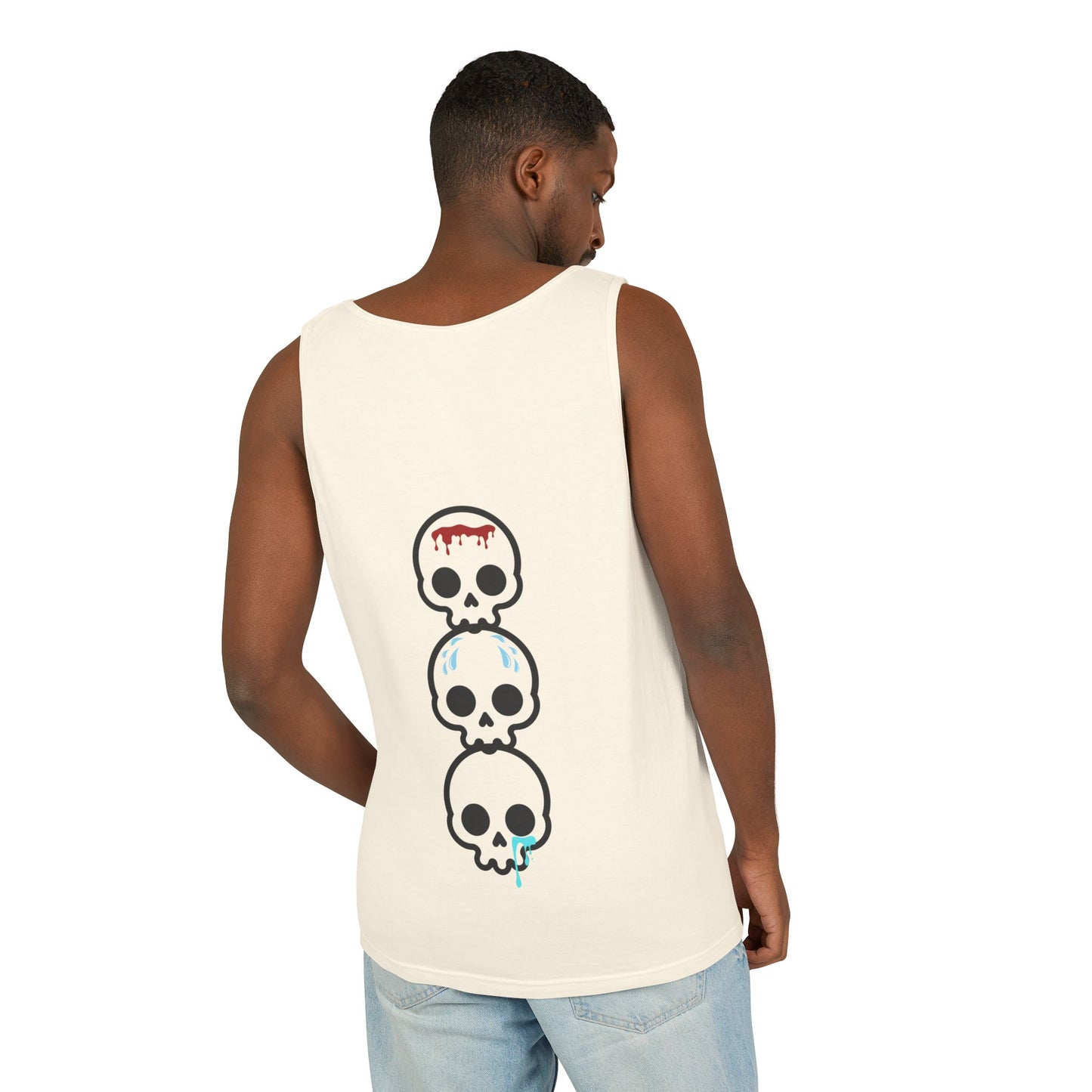 Blood sweat and tears stacked skull workout Unisex Garment-Dyed Tank Top