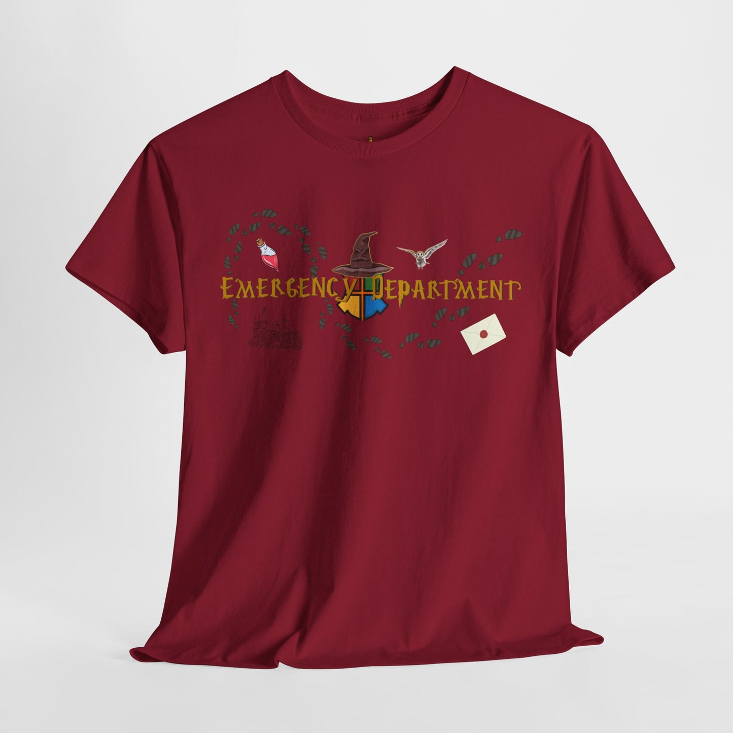 Wizarding world of the Emergency Department potter lover multi house color ED staff tee shirt Unisex Heavy Cotton Tee