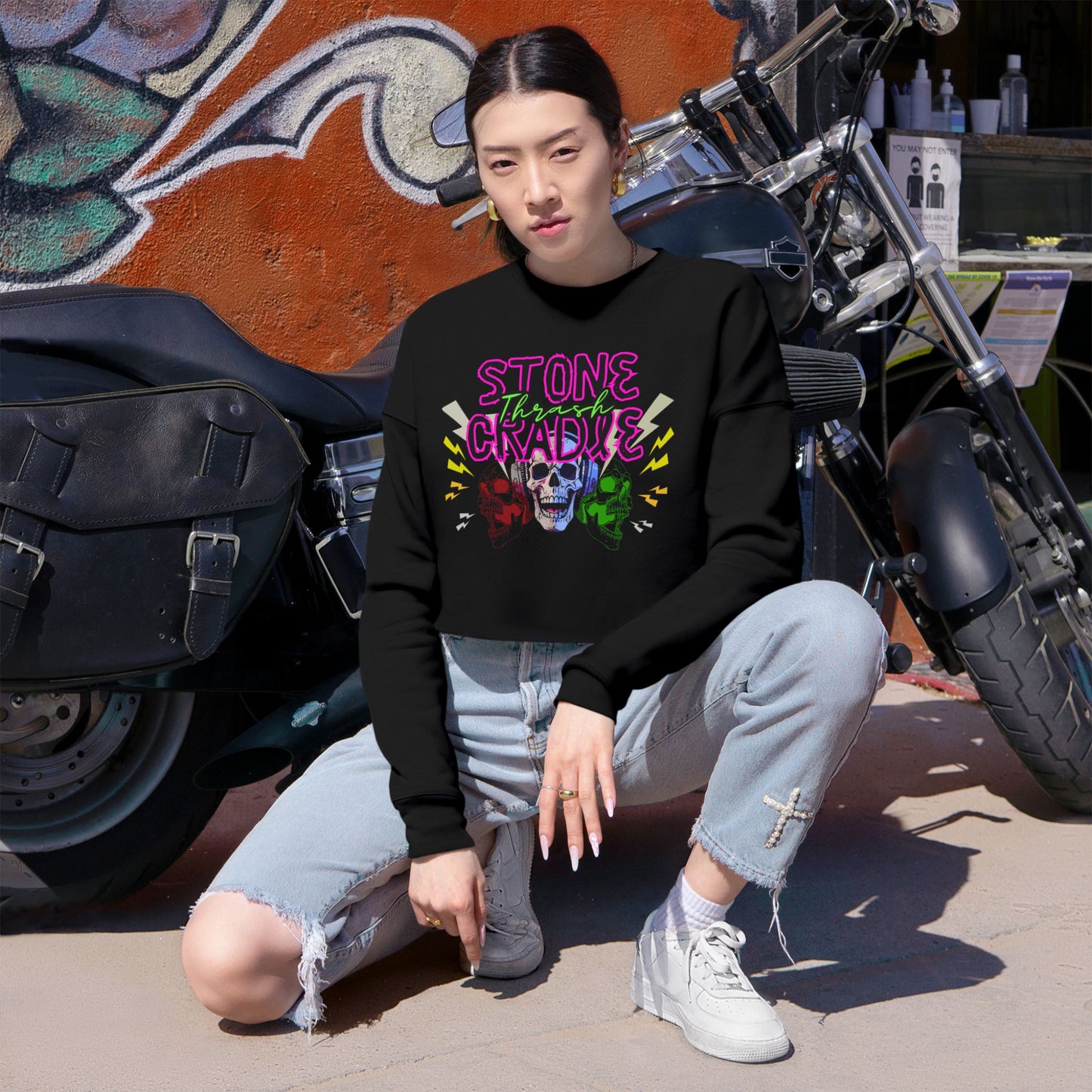 Women's Cropped Sweatshir stone cradle thrasher