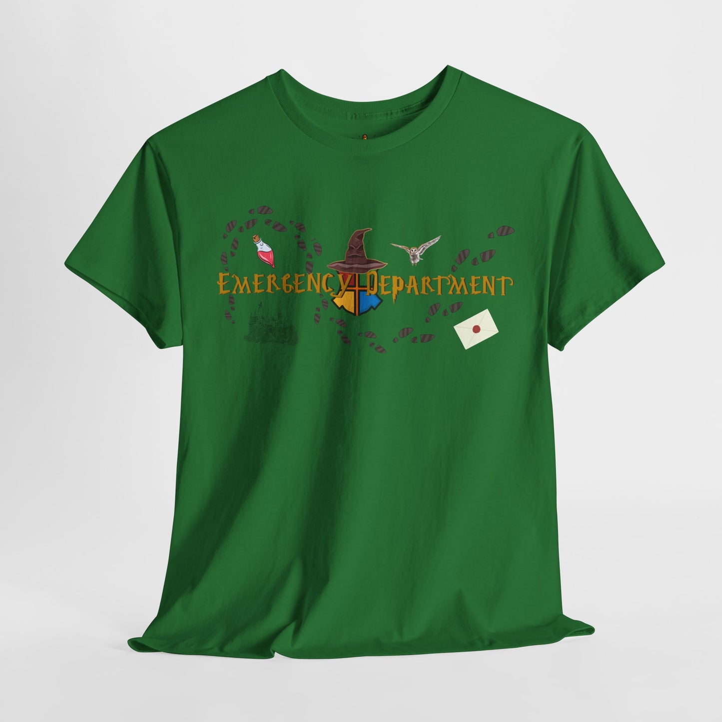 Wizarding world of the Emergency Department potter lover multi house color ED staff tee shirt Unisex Heavy Cotton Tee