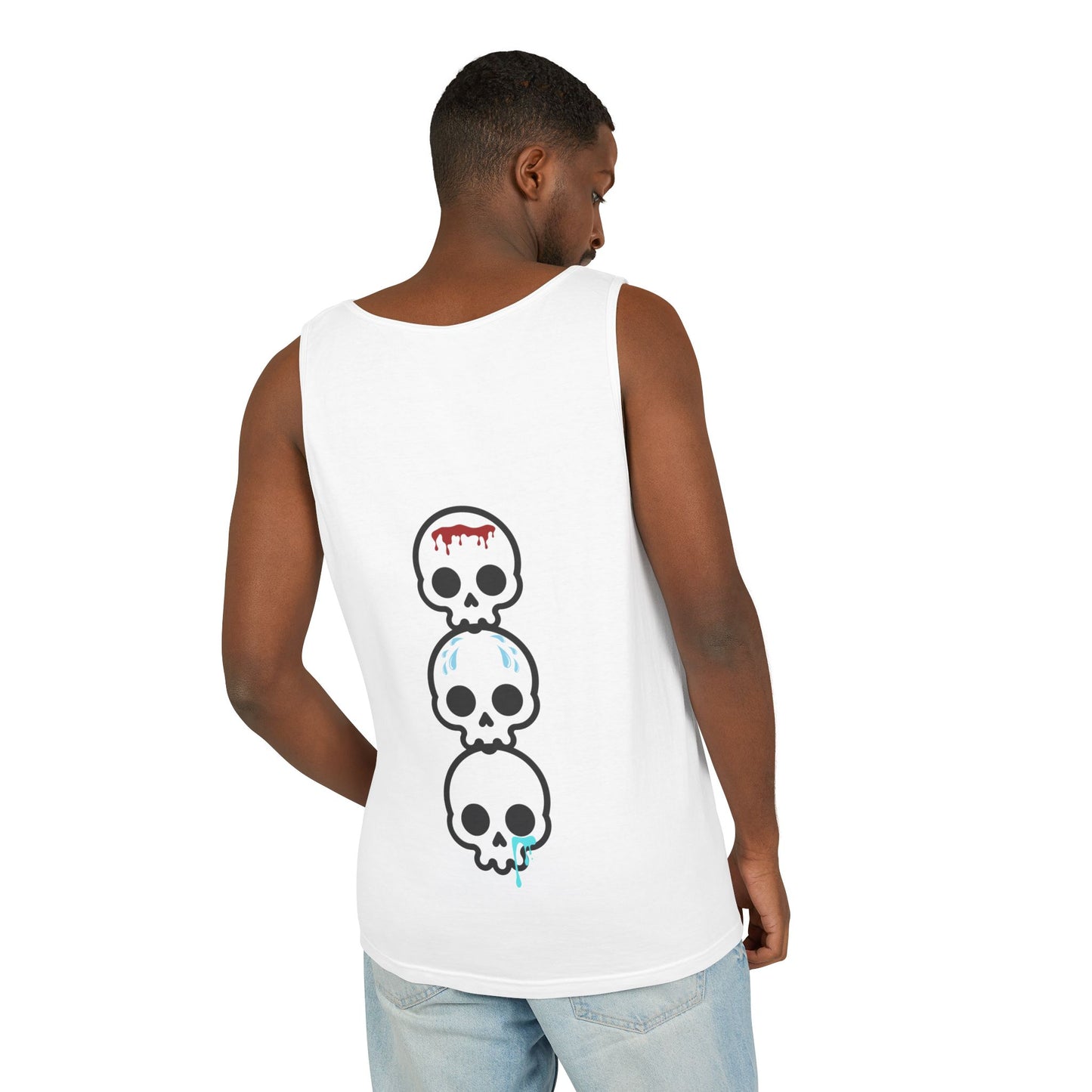 Blood sweat and tears stacked skull workout Unisex Garment-Dyed Tank Top
