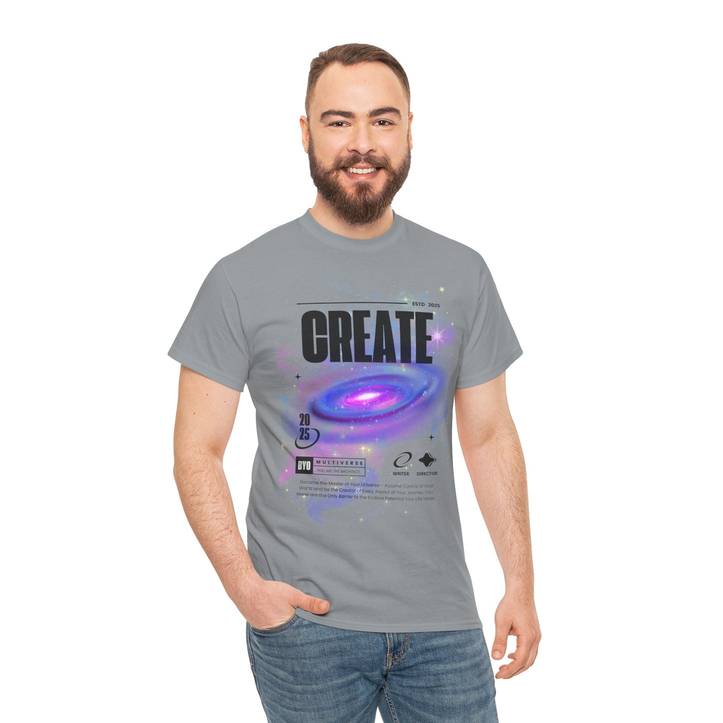 Manifest inspiring create your universe Unisex Heavy Cotton Tee