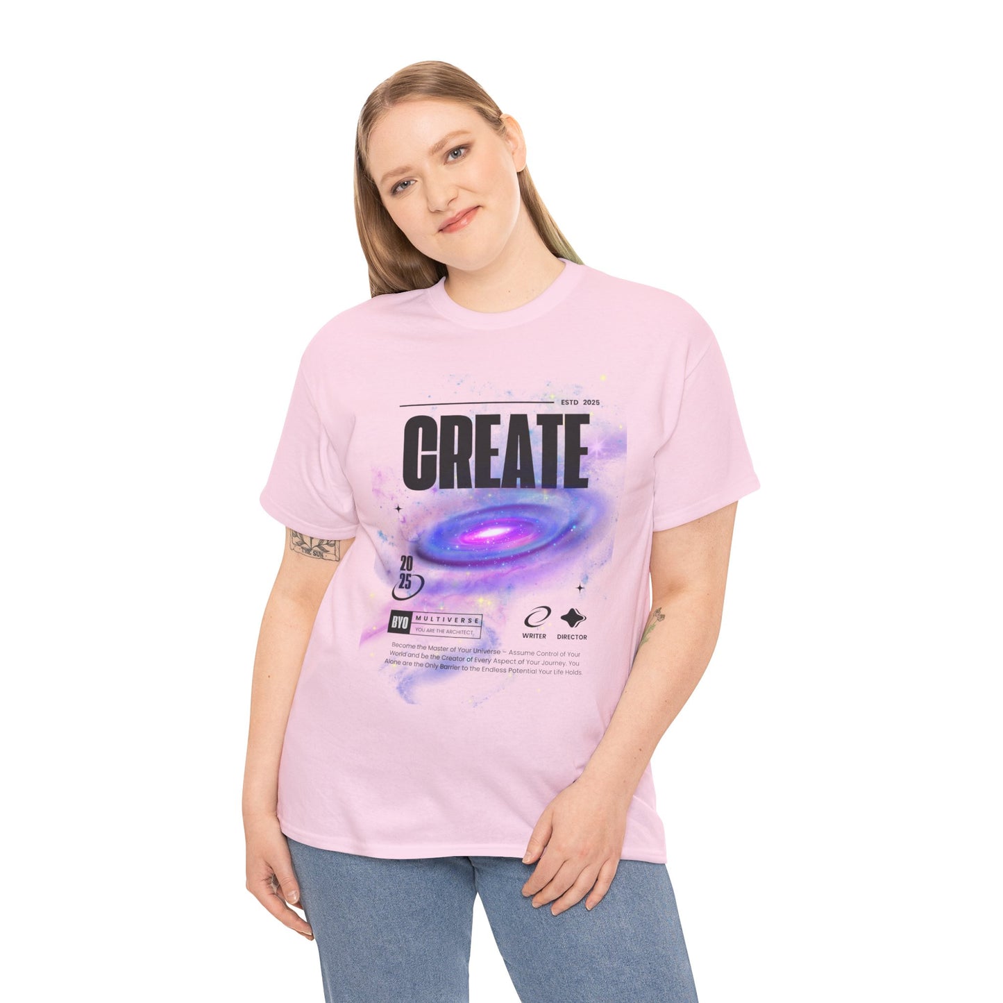 Manifest inspiring create your universe Unisex Heavy Cotton Tee