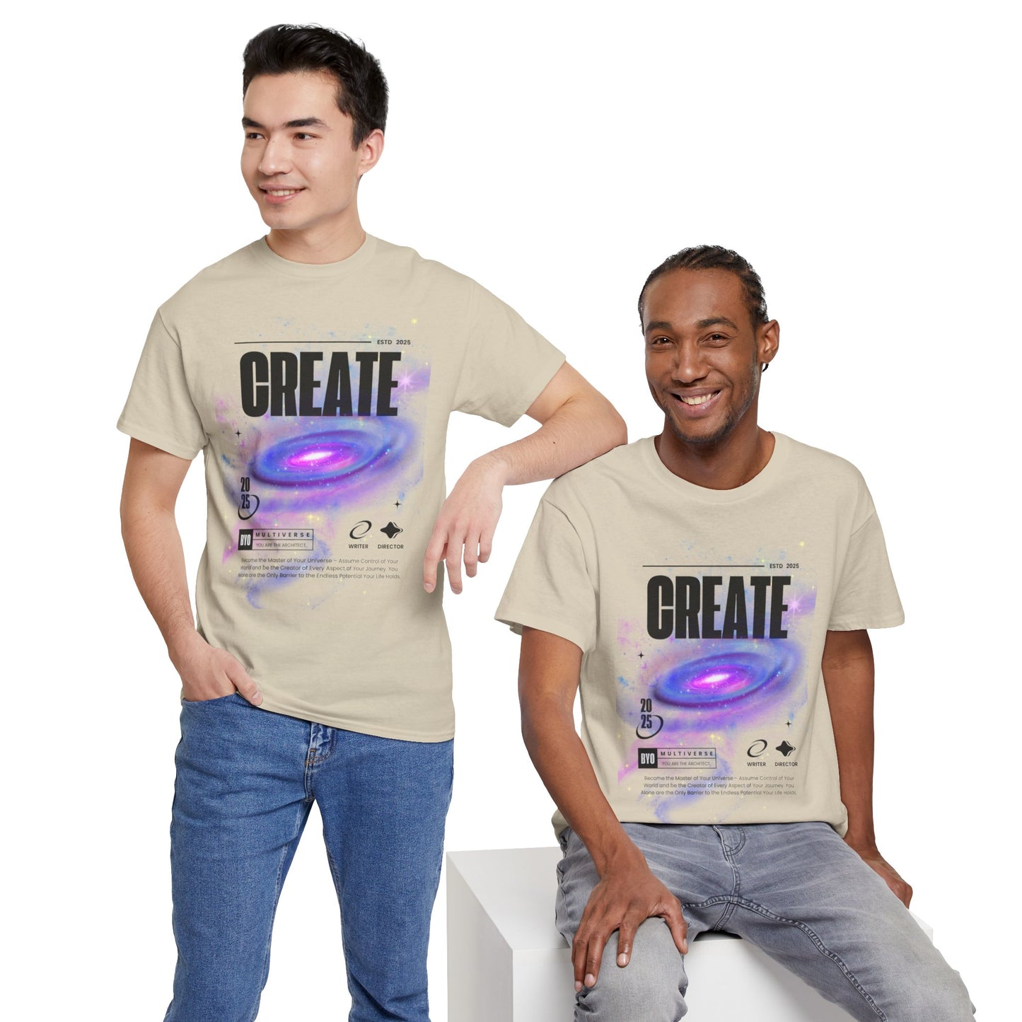 Manifest inspiring create your universe Unisex Heavy Cotton Tee
