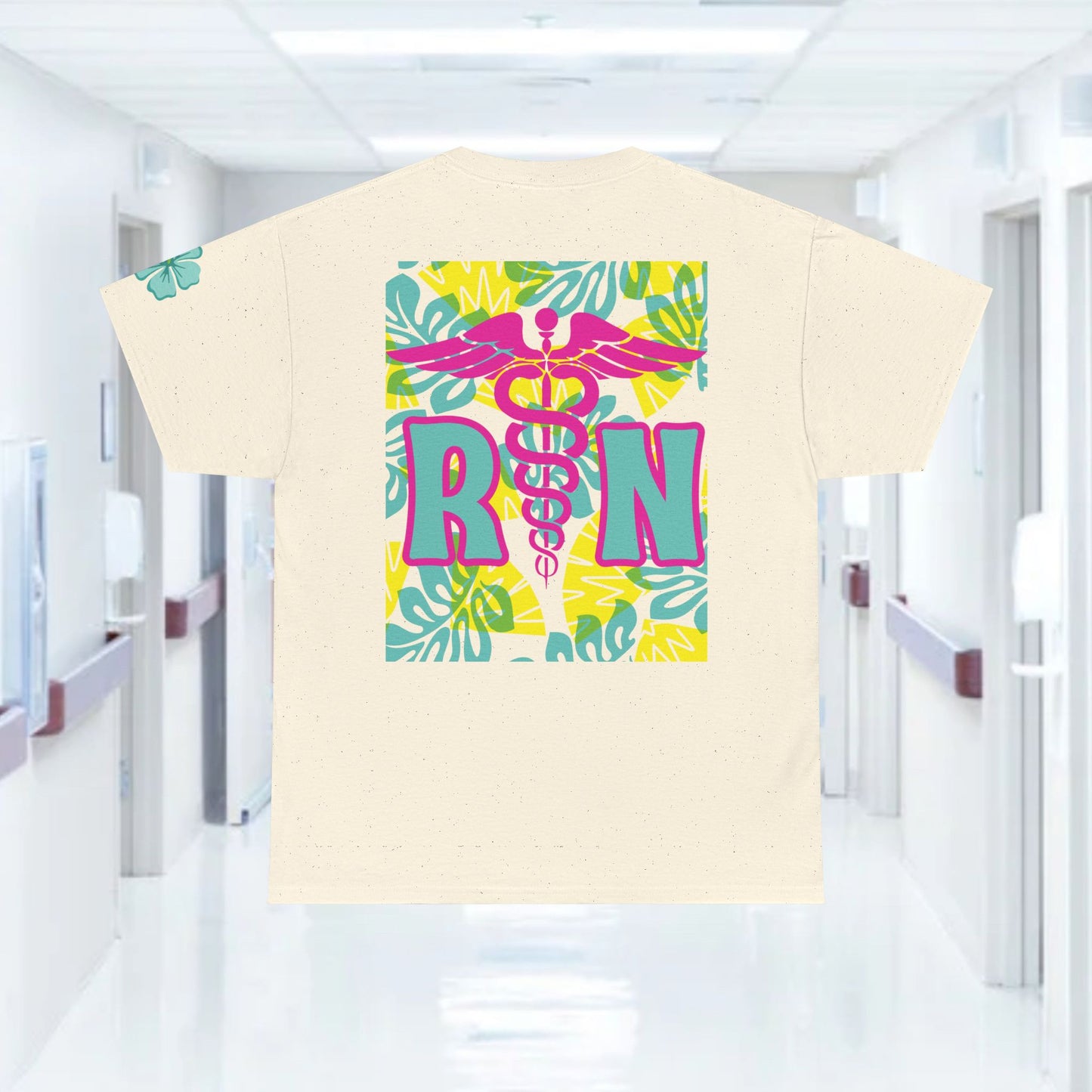Copy of Summertime RN Hawaiian themed t shirt gift for nurses week floral RN shirt tropical themed RN healthcare worker gift t shirt