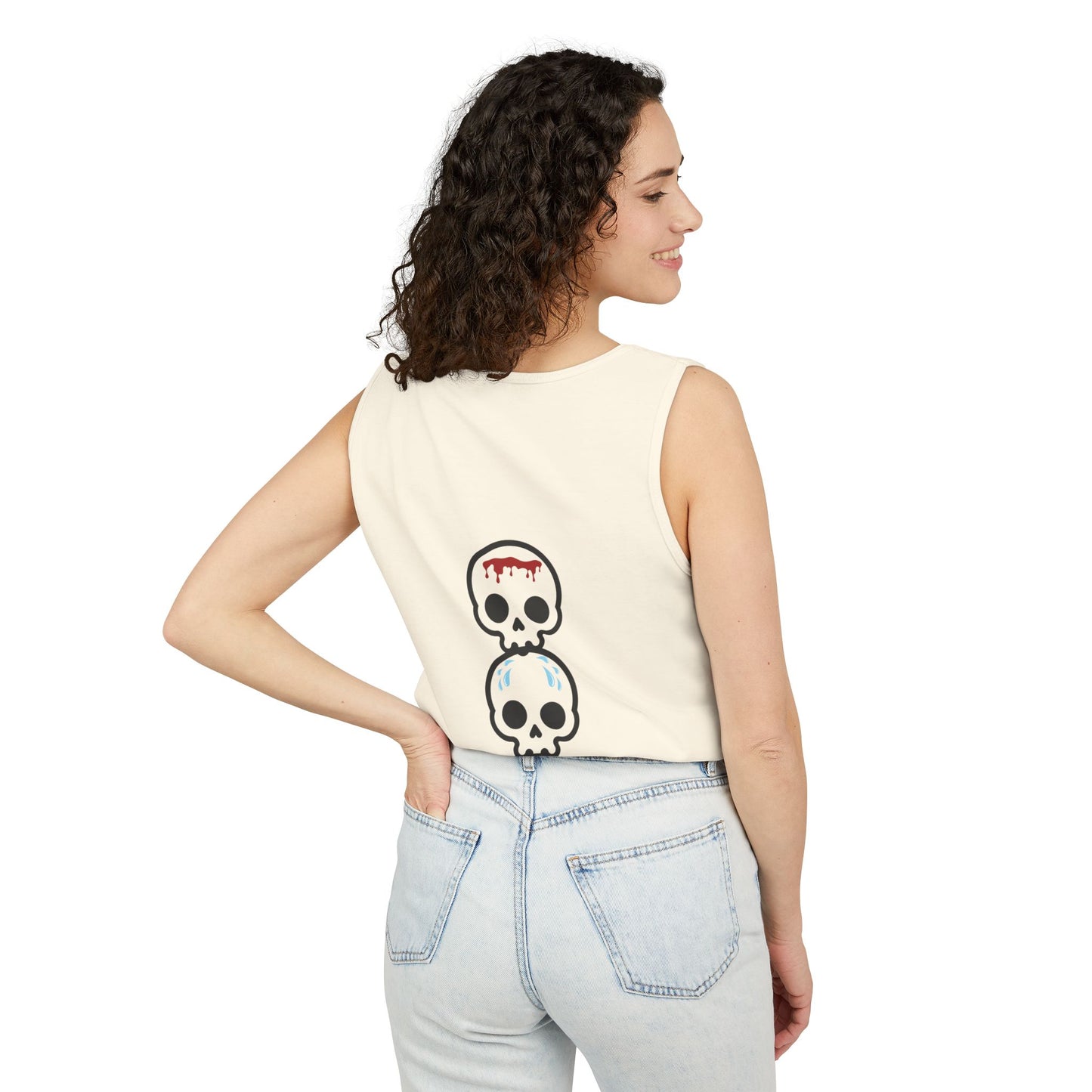 Blood sweat and tears stacked skull workout Unisex Garment-Dyed Tank Top