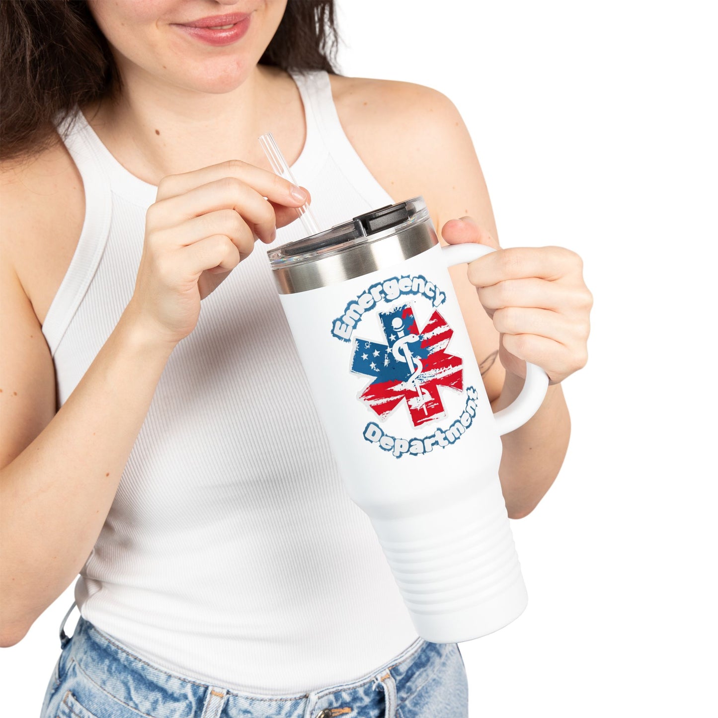 Patriotic Emergency Department Star of Life Insulated Travel Mug, 40oz gift
