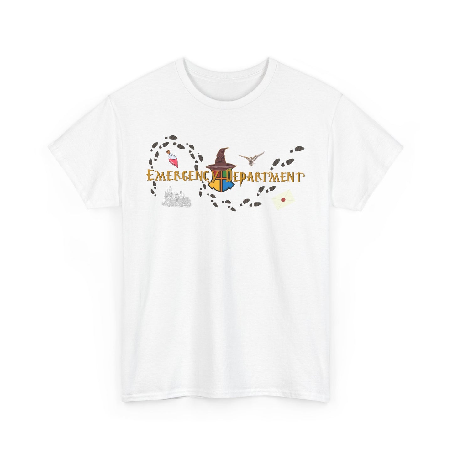 Wizarding world of the Emergency Department potter lover multi house color ED staff tee shirt Unisex Heavy Cotton Tee