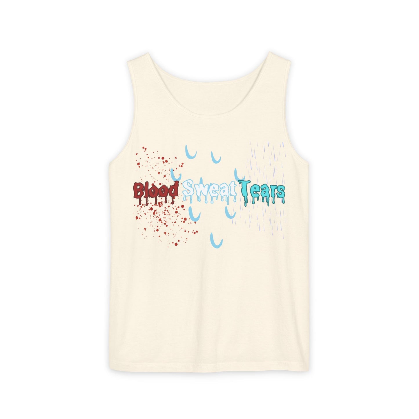 Blood sweat and tears stacked skull workout Unisex Garment-Dyed Tank Top