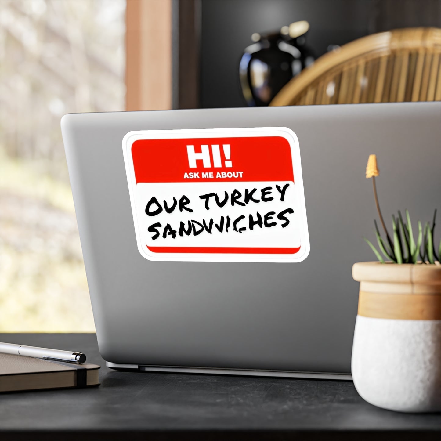 ER humor ask me about our turkey sandwiches Kiss-Cut Vinyl Decals