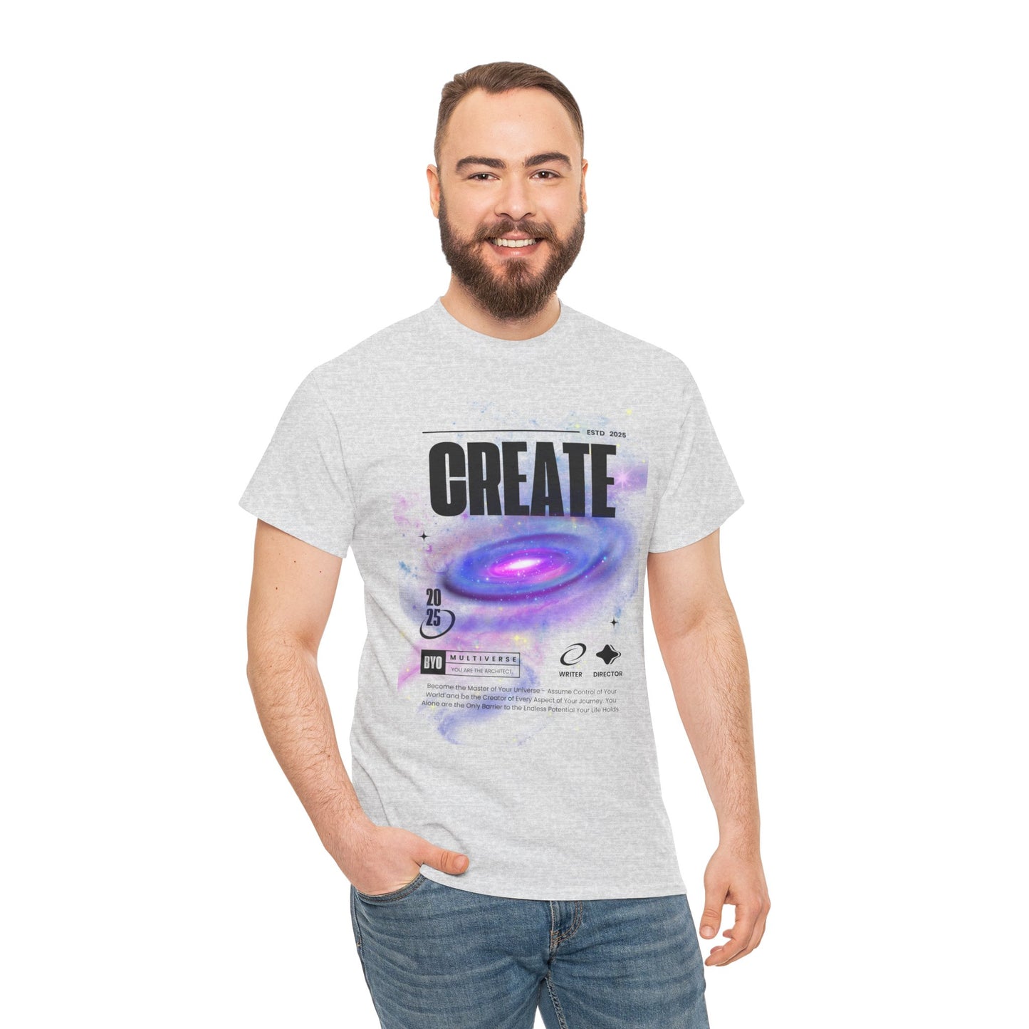 Manifest inspiring create your universe Unisex Heavy Cotton Tee