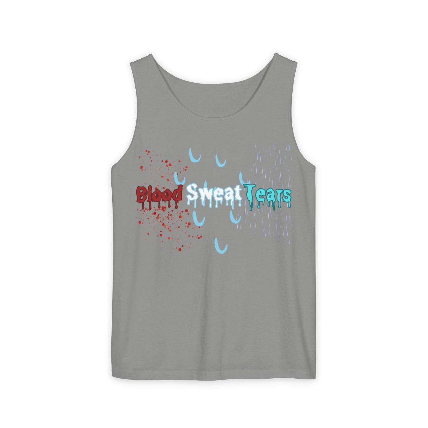 Blood sweat and tears stacked skull workout Unisex Garment-Dyed Tank Top
