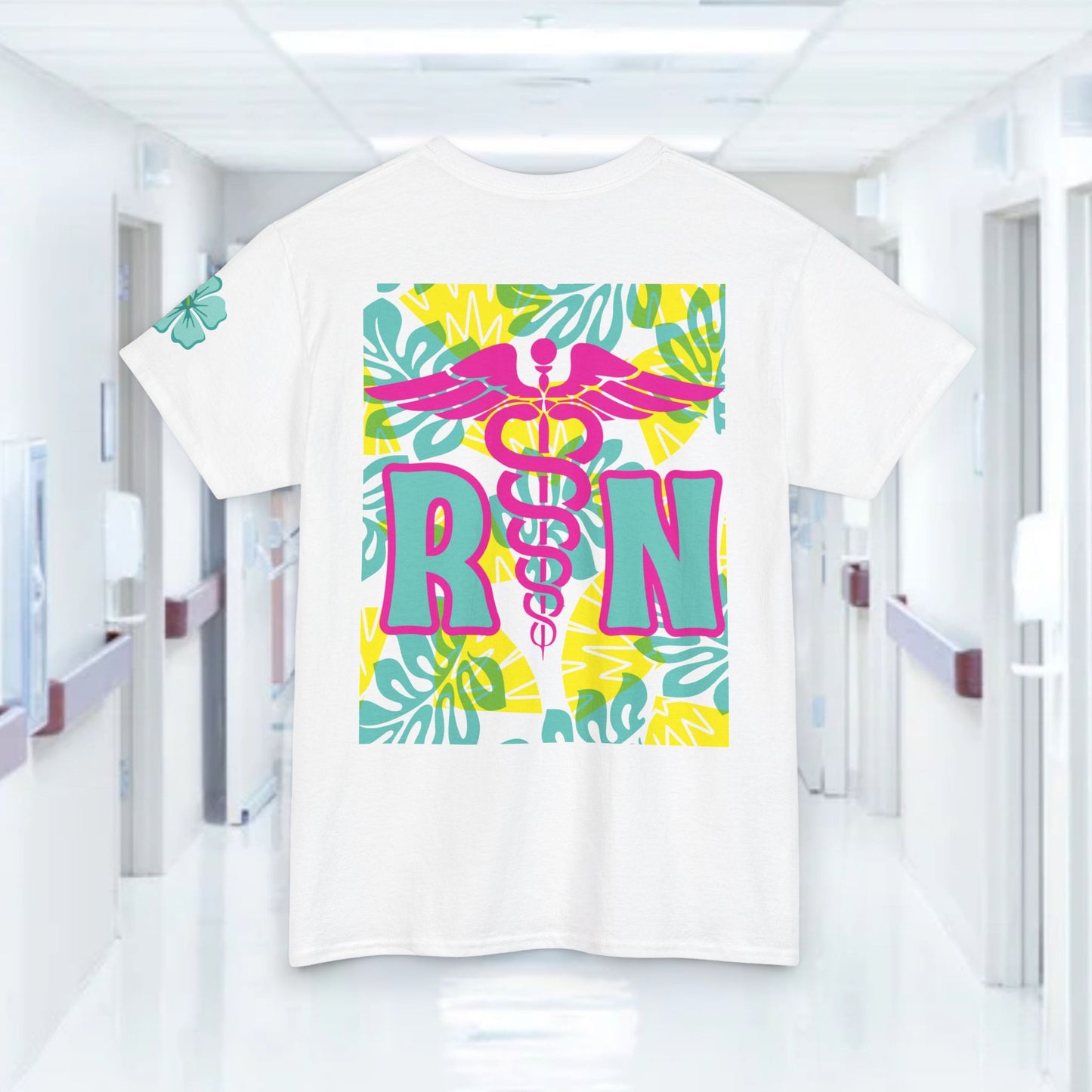 Copy of Summertime RN Hawaiian themed t shirt gift for nurses week floral RN shirt tropical themed RN healthcare worker gift t shirt