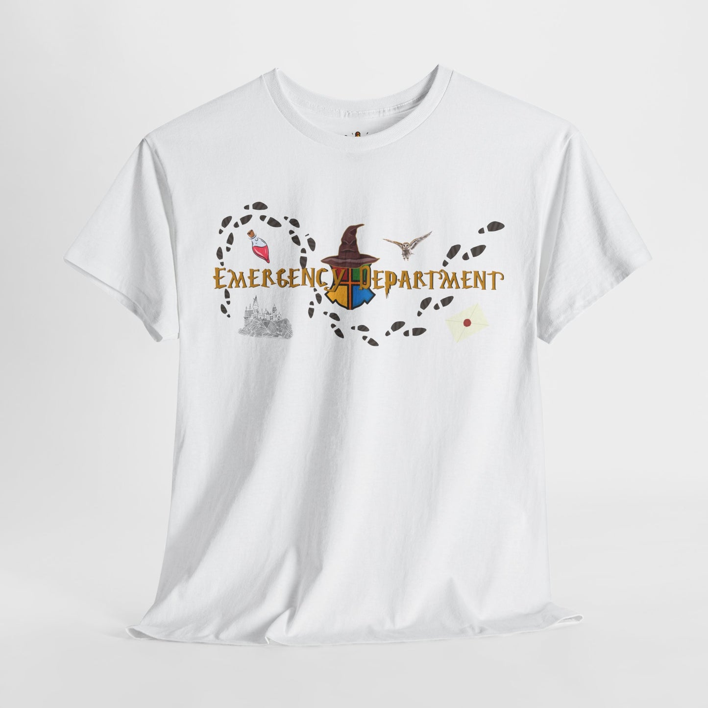 Wizarding world of the Emergency Department potter lover multi house color ED staff tee shirt Unisex Heavy Cotton Tee