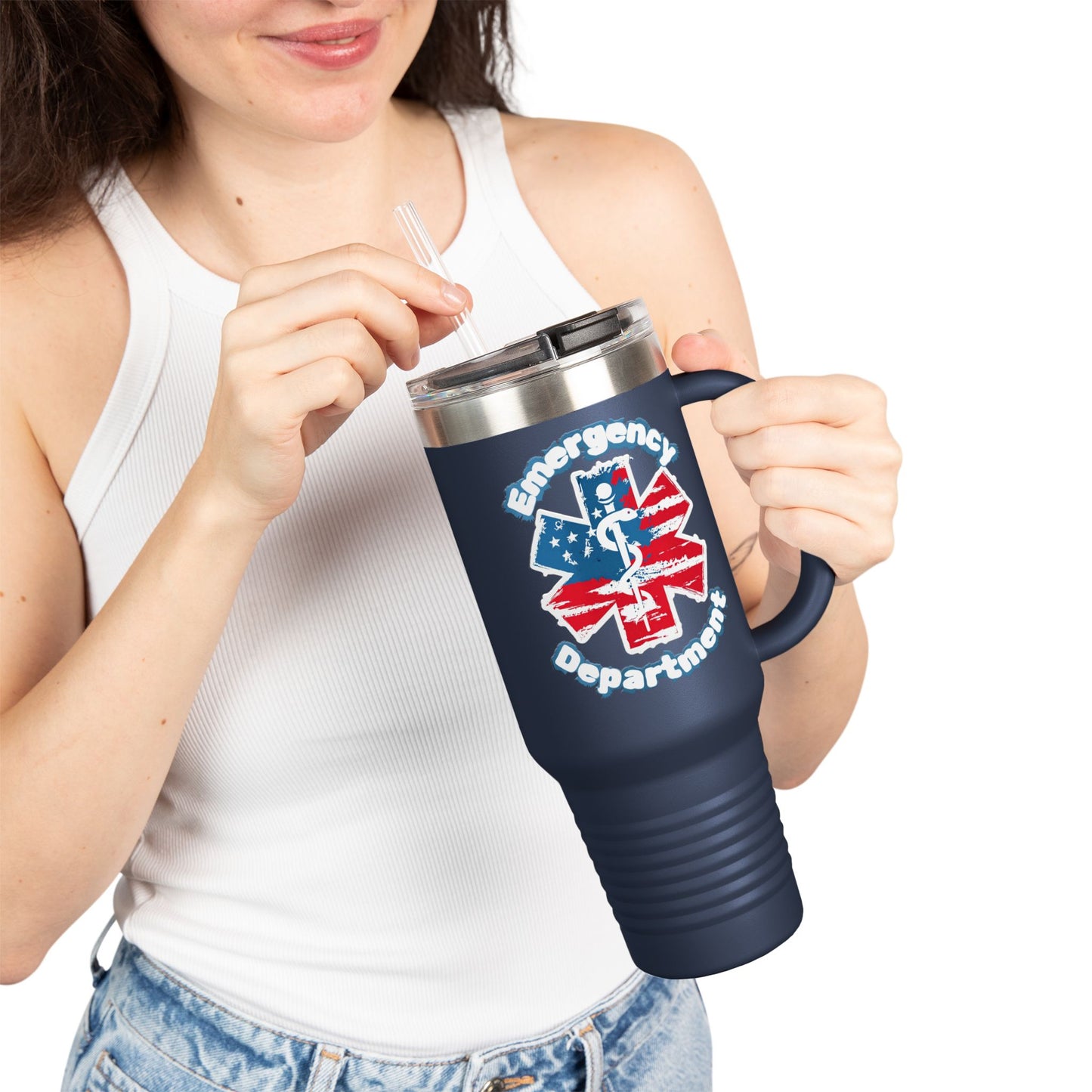 Patriotic Emergency Department Star of Life Insulated Travel Mug, 40oz gift