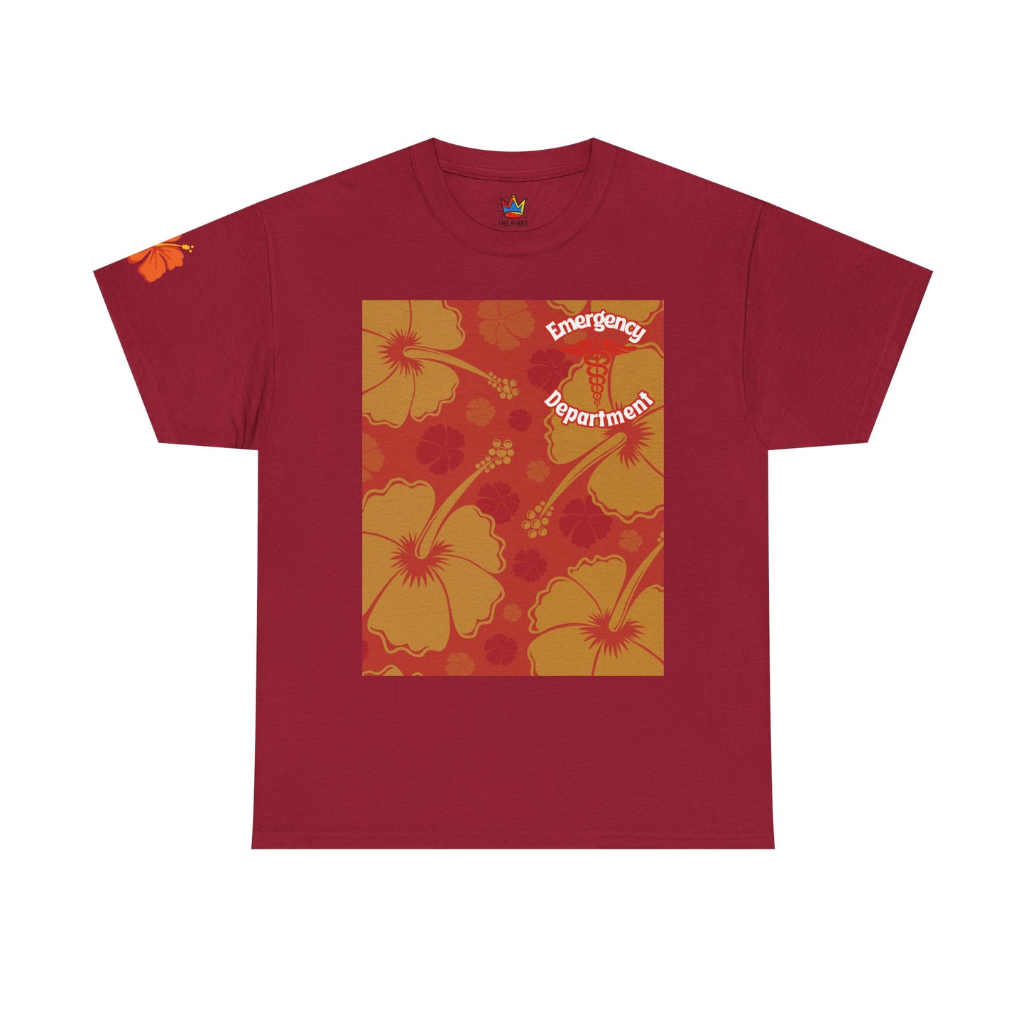 Summer in the ER themed gift emergency department Hawaiian floral t shirt Unisex Heavy Cotton Tee