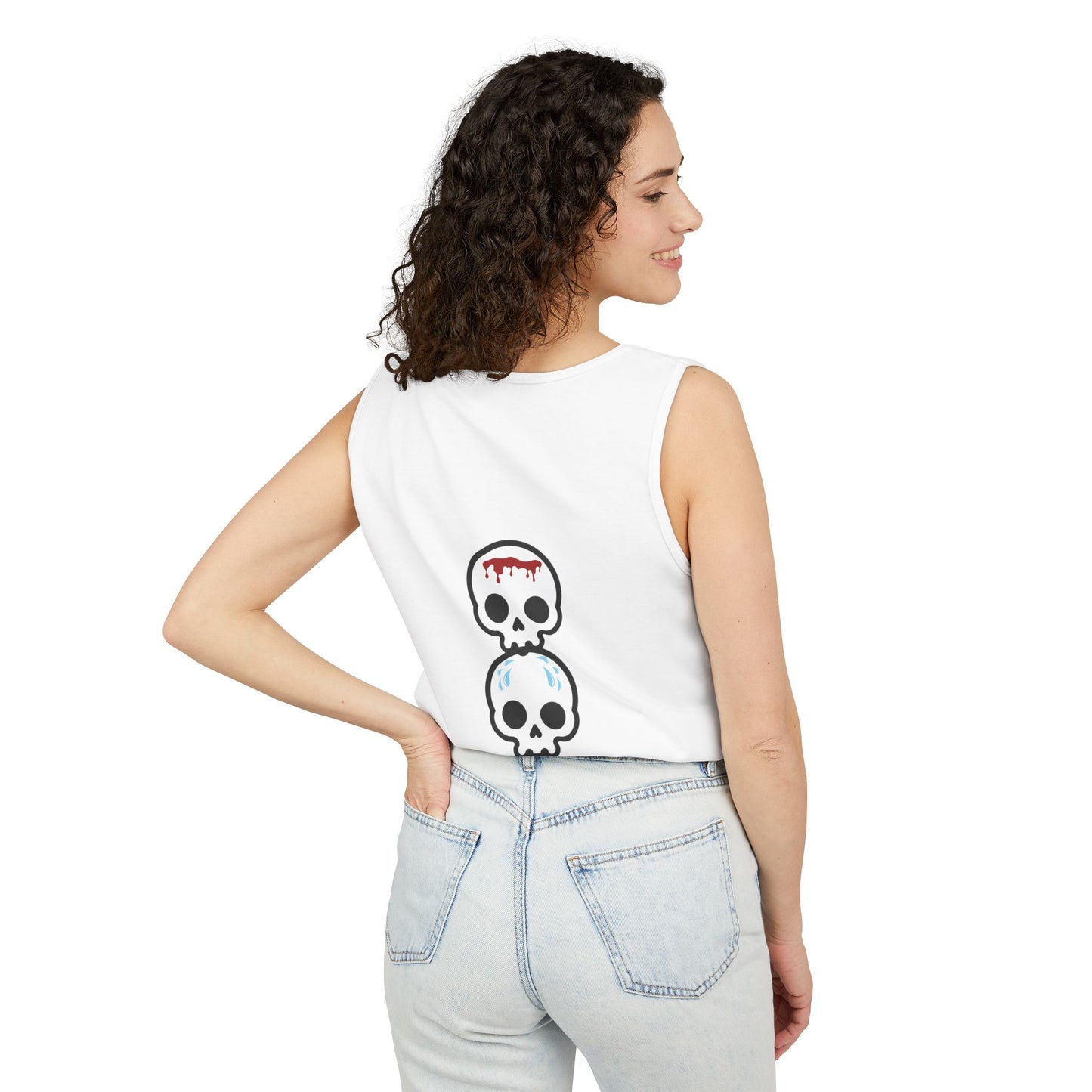 Blood sweat and tears stacked skull workout Unisex Garment-Dyed Tank Top