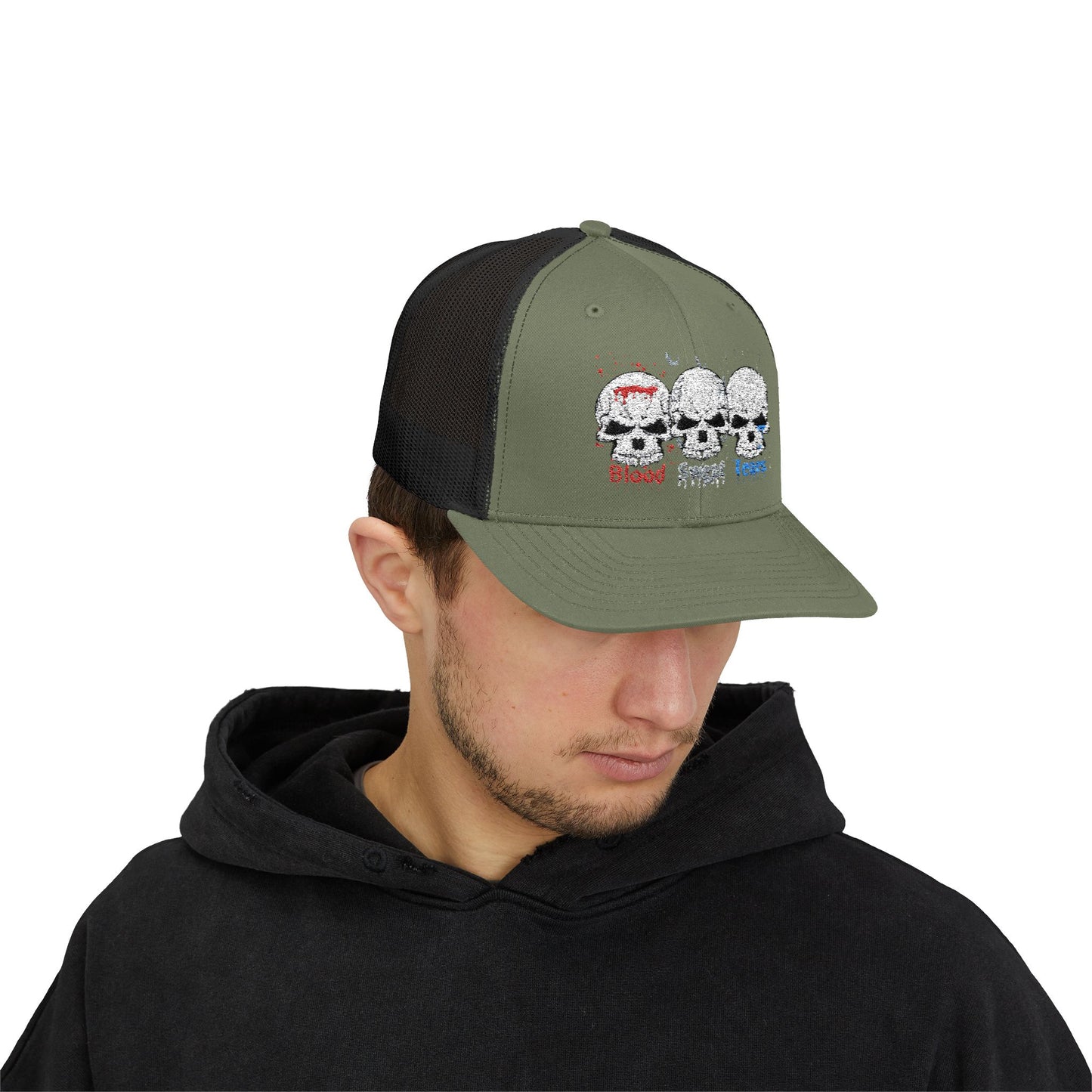 Blood sweat and tears skull Snapback Trucker Cap
