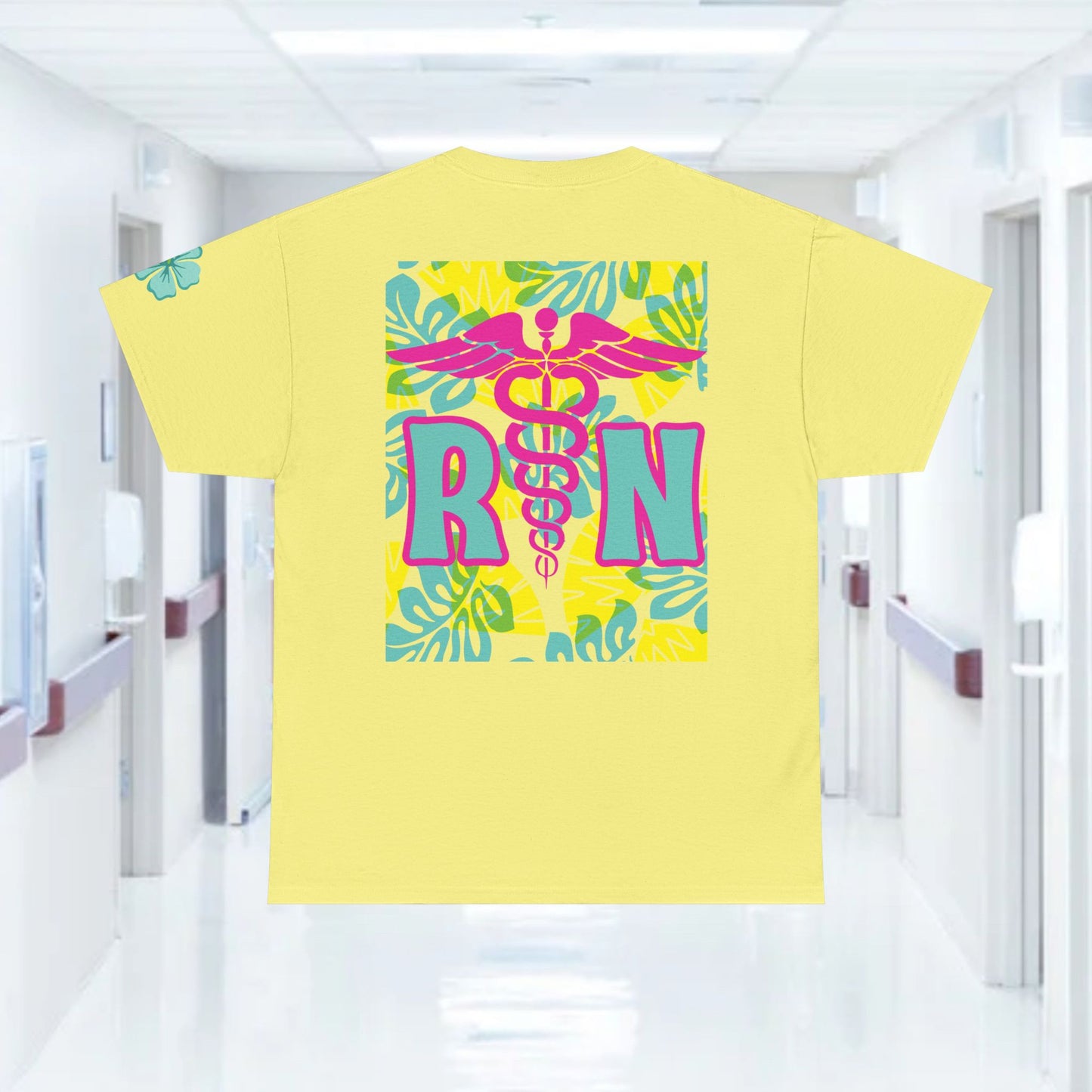 Copy of Summertime RN Hawaiian themed t shirt gift for nurses week floral RN shirt tropical themed RN healthcare worker gift t shirt