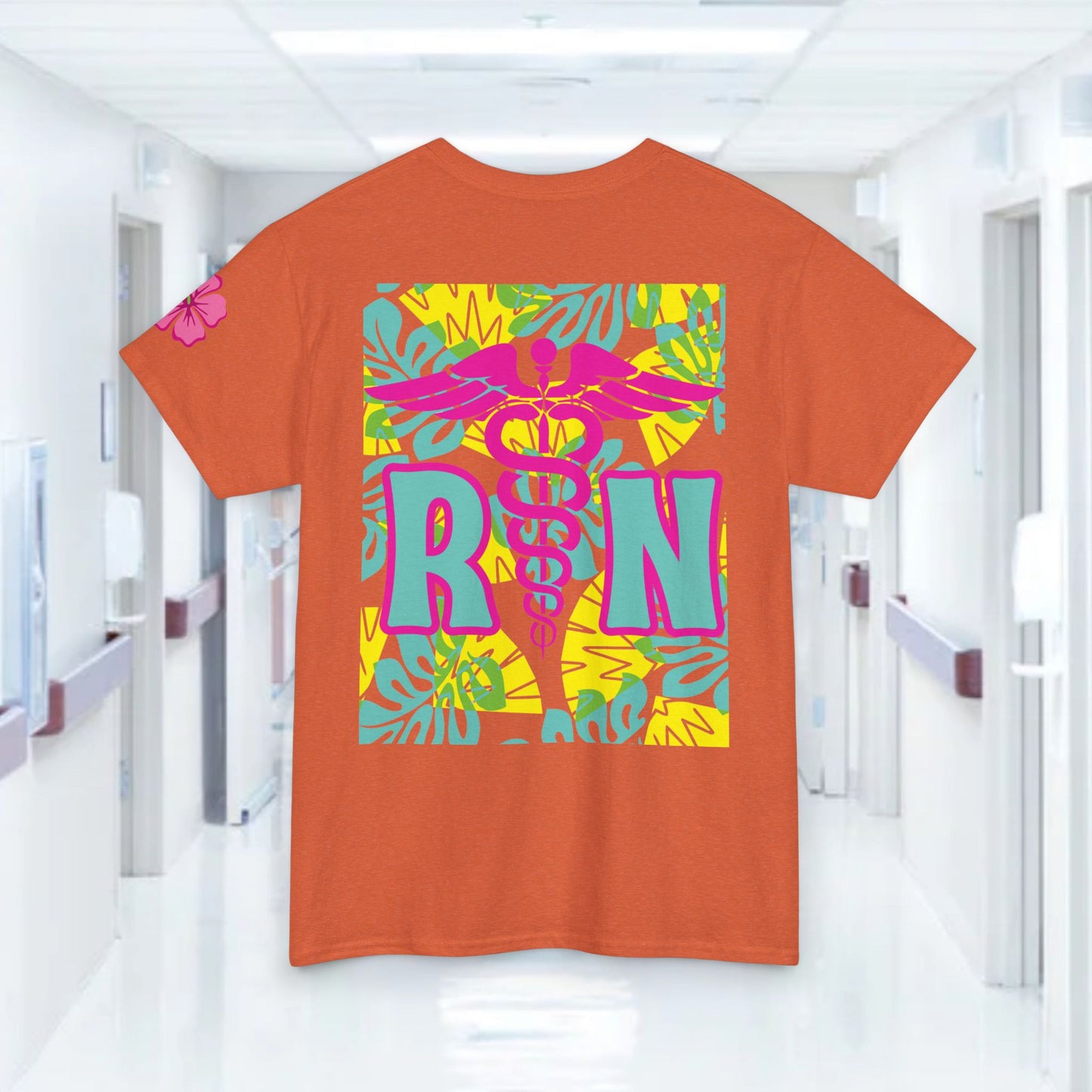 Summertime RN Hawaiian themed t shirt gift for nurses week floral RN shirt tropical themed RN healthcare worker gift t shirt