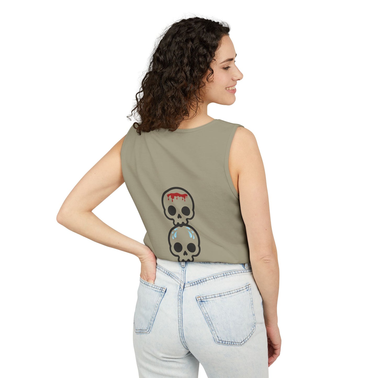 Blood sweat and tears stacked skull workout Unisex Garment-Dyed Tank Top