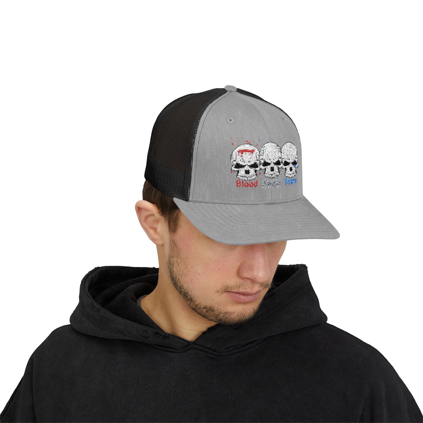 Blood sweat and tears skull Snapback Trucker Cap